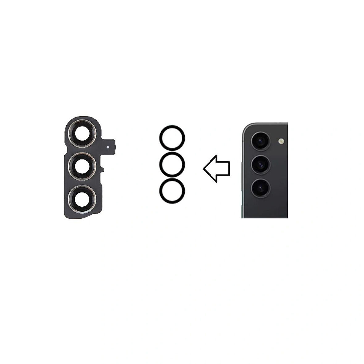 Galaxy S23 S911 İle Uyumlu Kamera Camı İthal Full Set