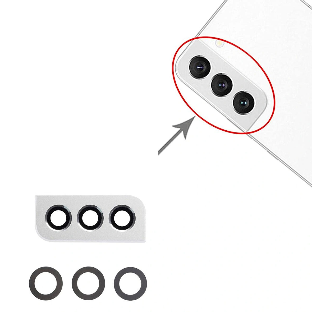 Galaxy S22 Plus 5g S906 İle Uyumlu Kamera Camı İthal Full Set