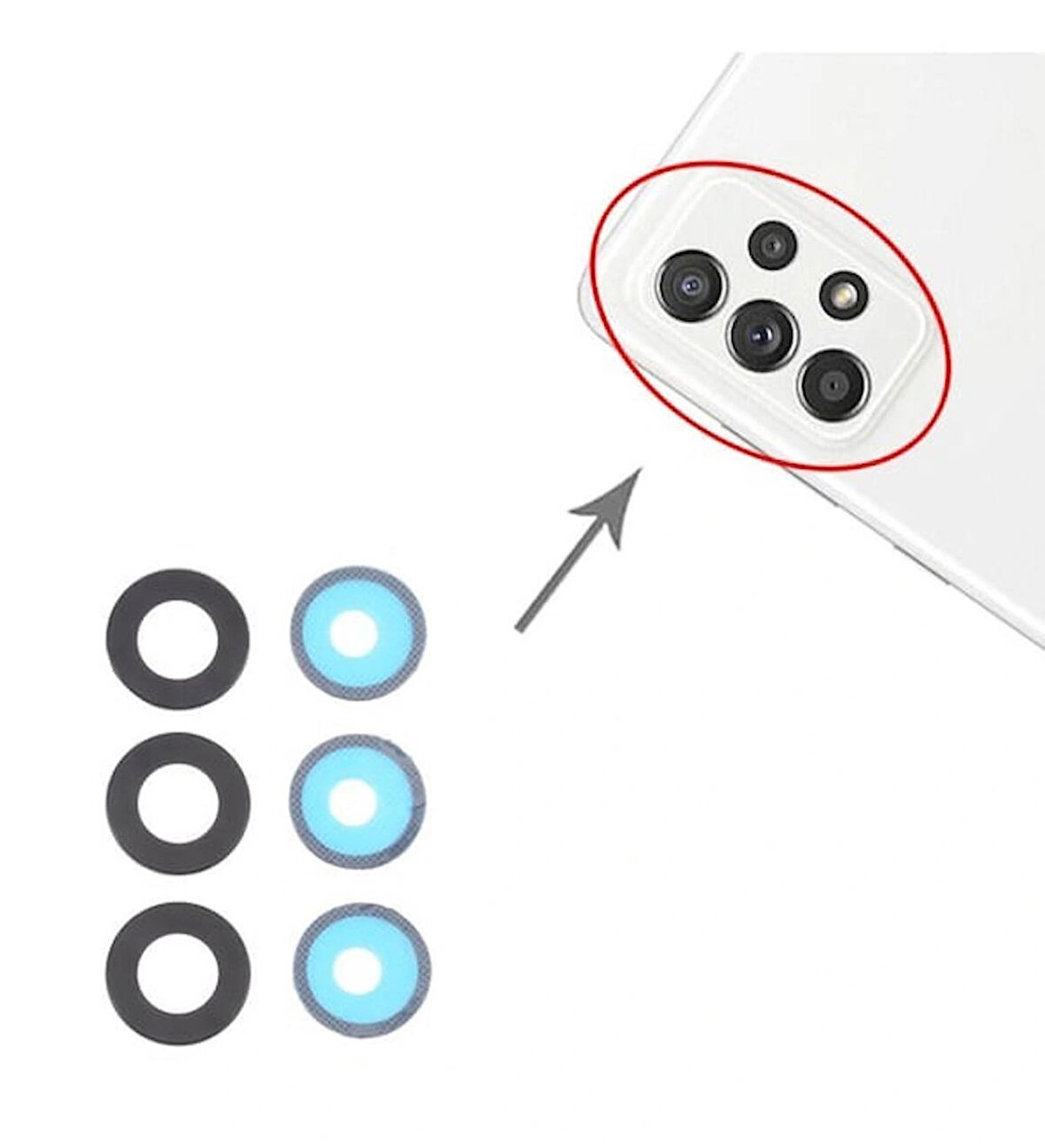 Galaxy A52S 5G A528b İle Uyumlu Kamera Camı İthal Set