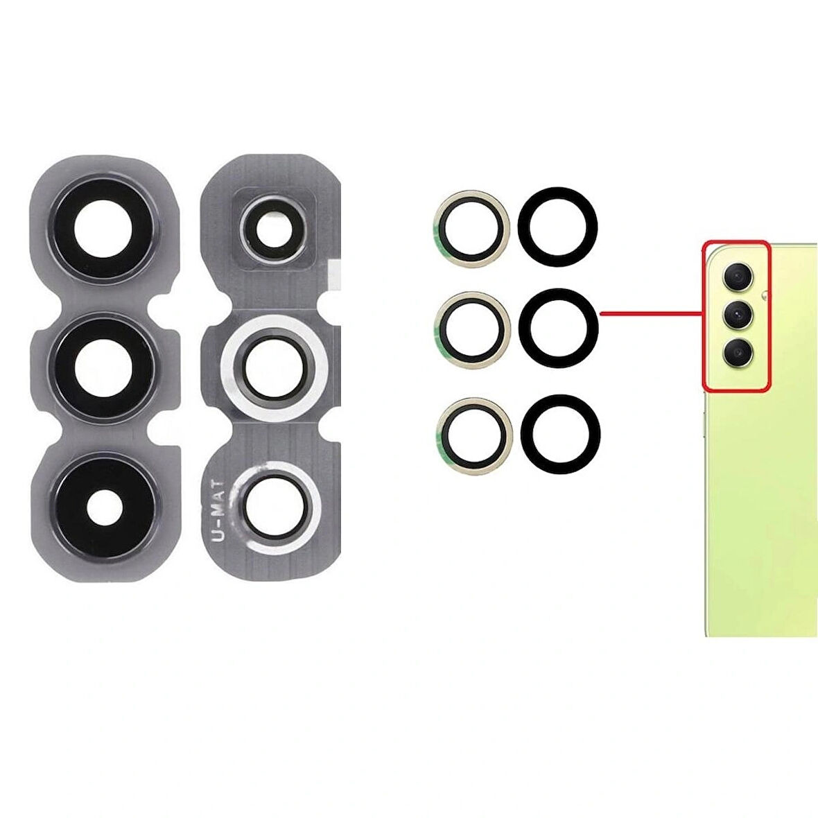 Galaxy A34 5G A346 İle Uyumlu Kamera Camı İthal Full Set