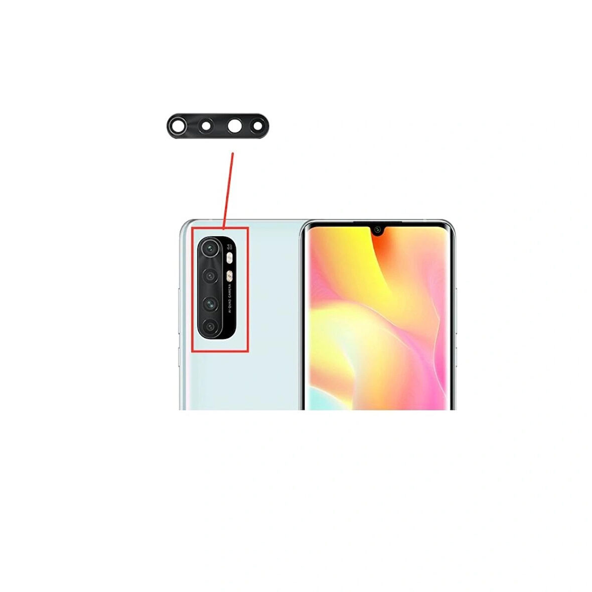 Xiaomi Mi Note 10 Lite İle Uyumlu Kamera Camı İthal Tekli Set