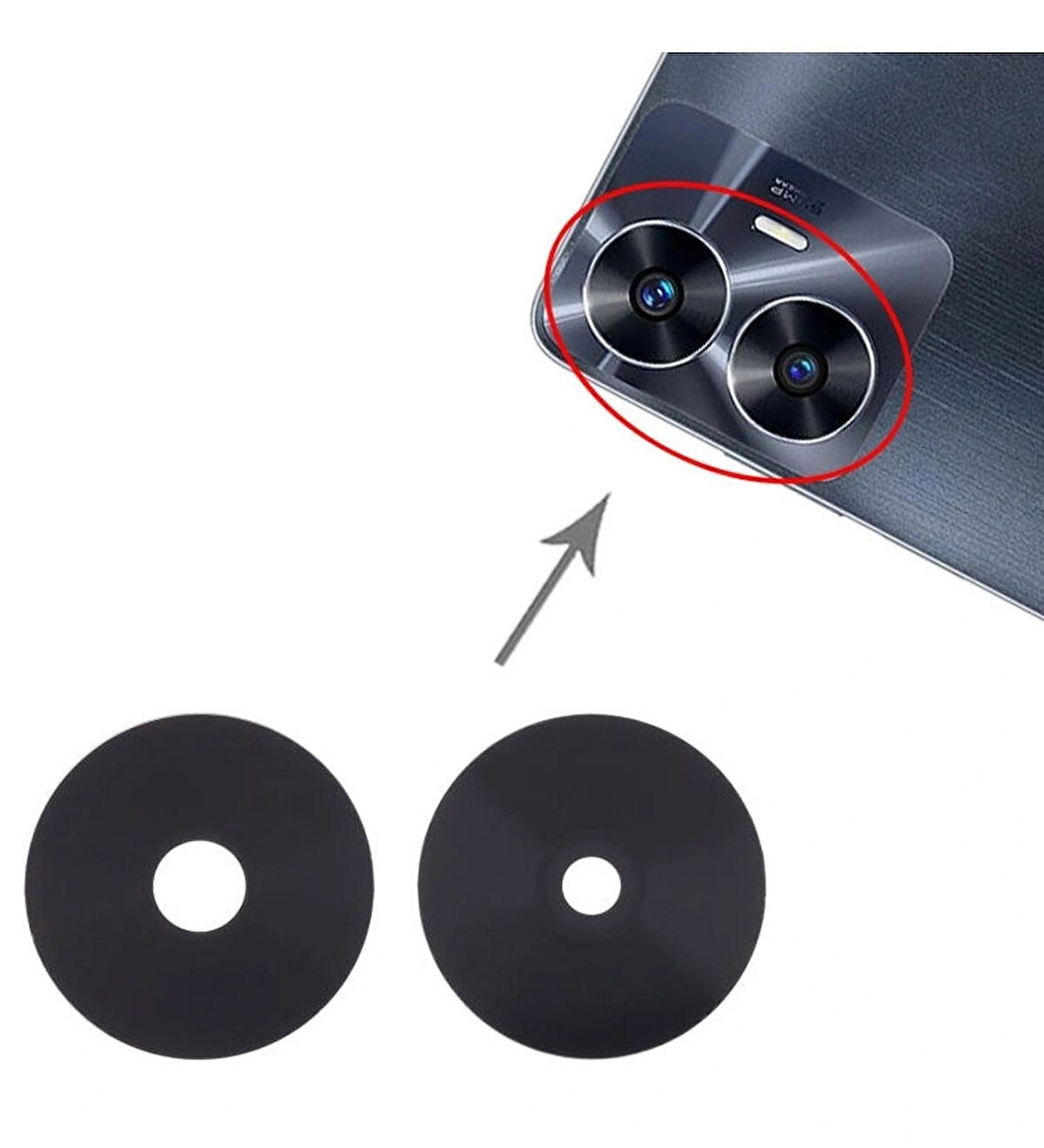 Realme C55 İle Uyumlu Kamera Camı İthal RMX3710