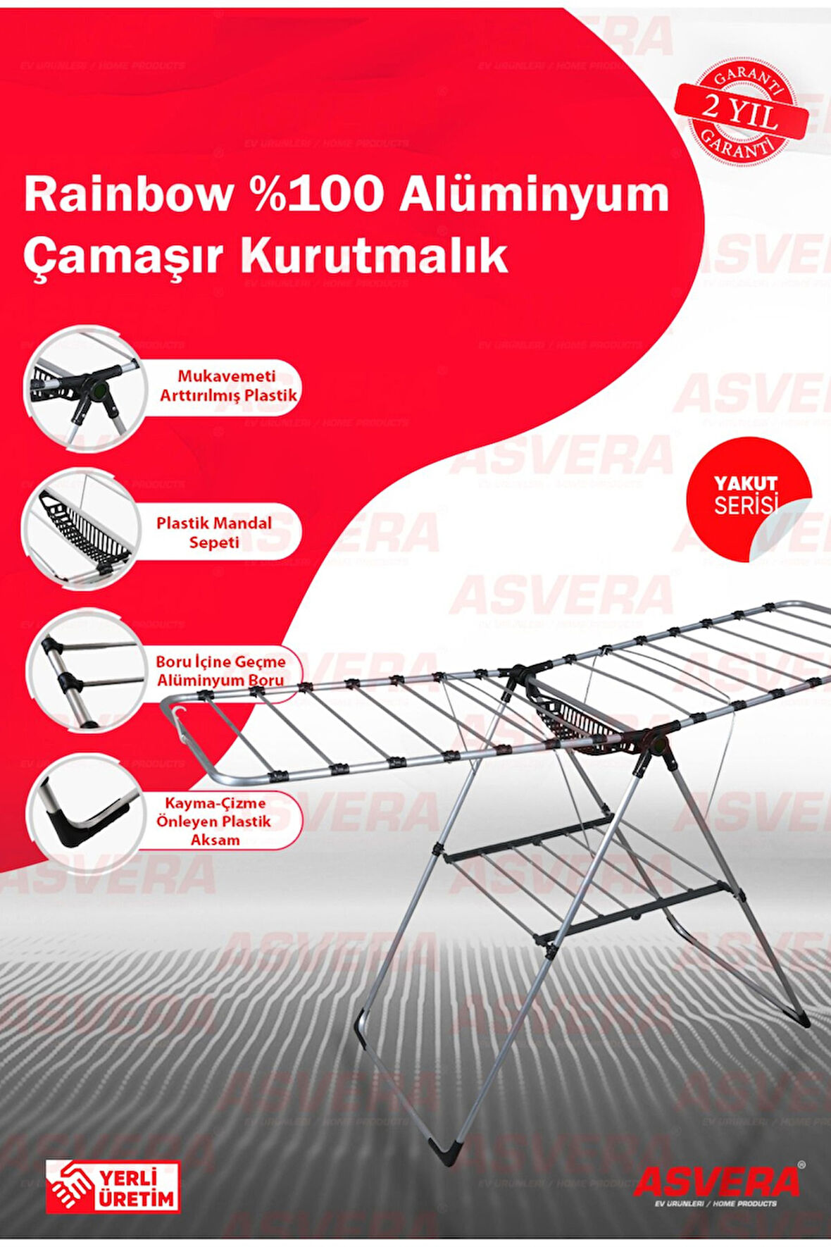 Yakut Serisi - Rainbow %100 Alüminyum Çamaşır Kurutmalık - Full-alüminyum Çamaşır Kurutma Askısı