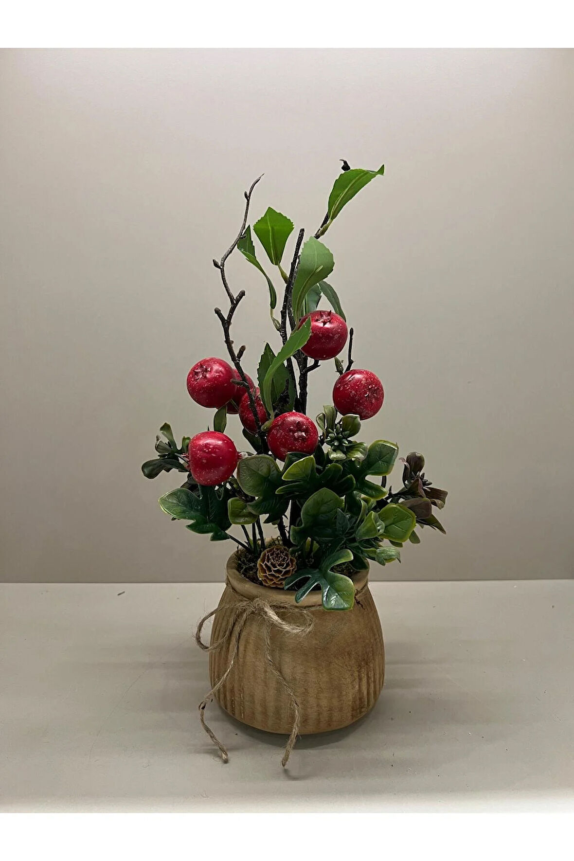 Yapay Kırmızı Narlı Seramik Vazo