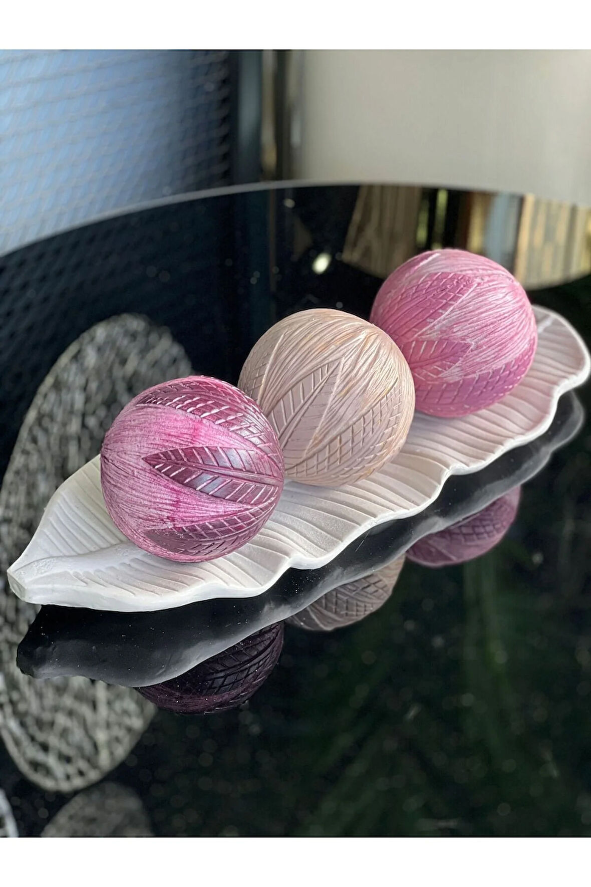 3 Top Yaprak Tepsi Dekor Set No:20