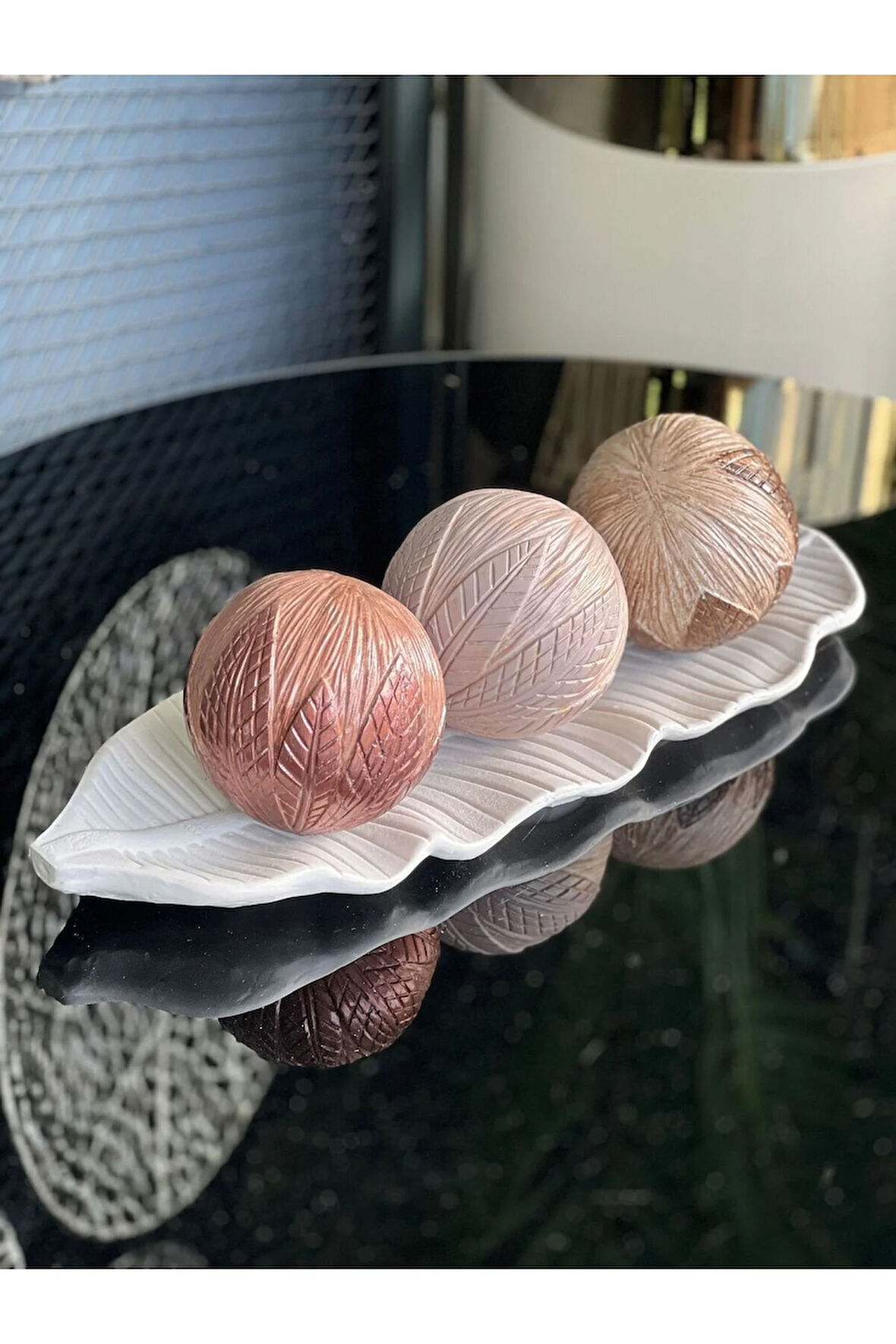 3 Top Yaprak Tepsi Dekor Set No:22