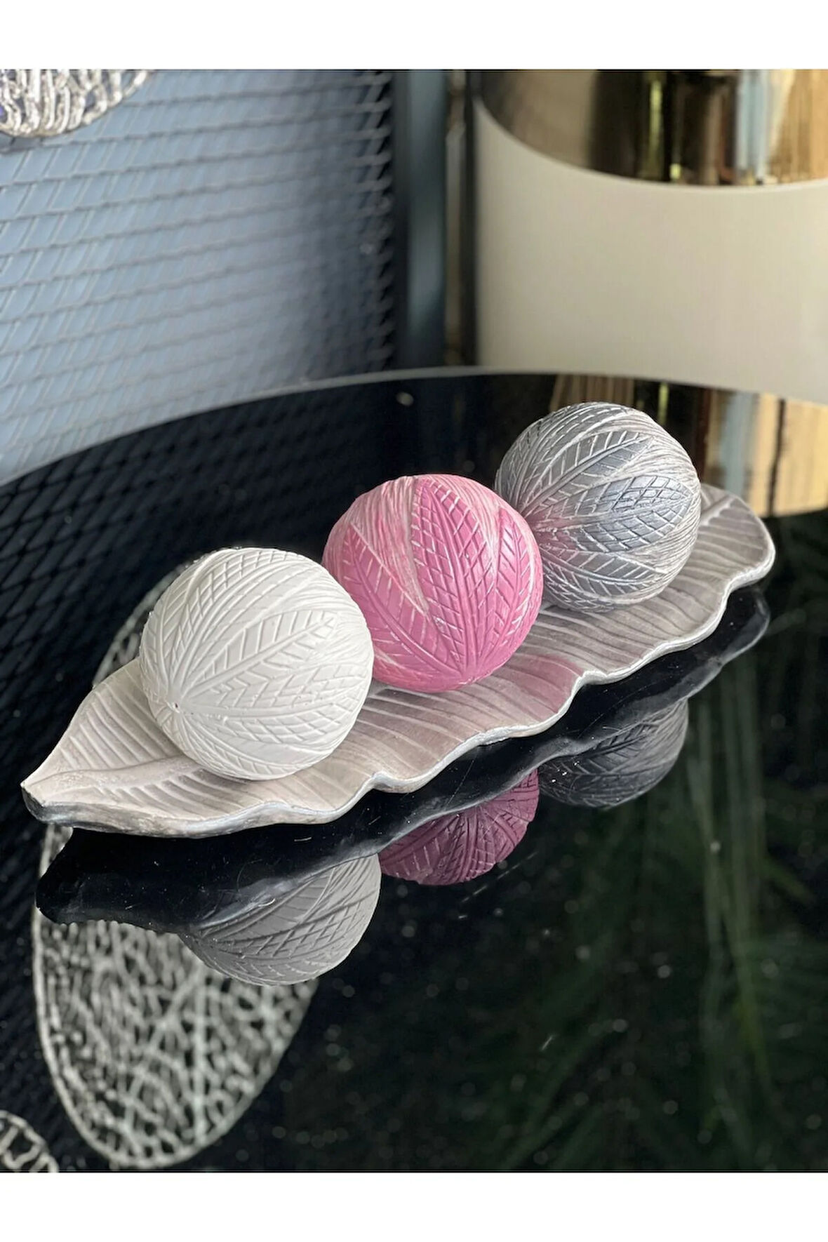 3 Top Yaprak Tepsi Dekor Set No:13