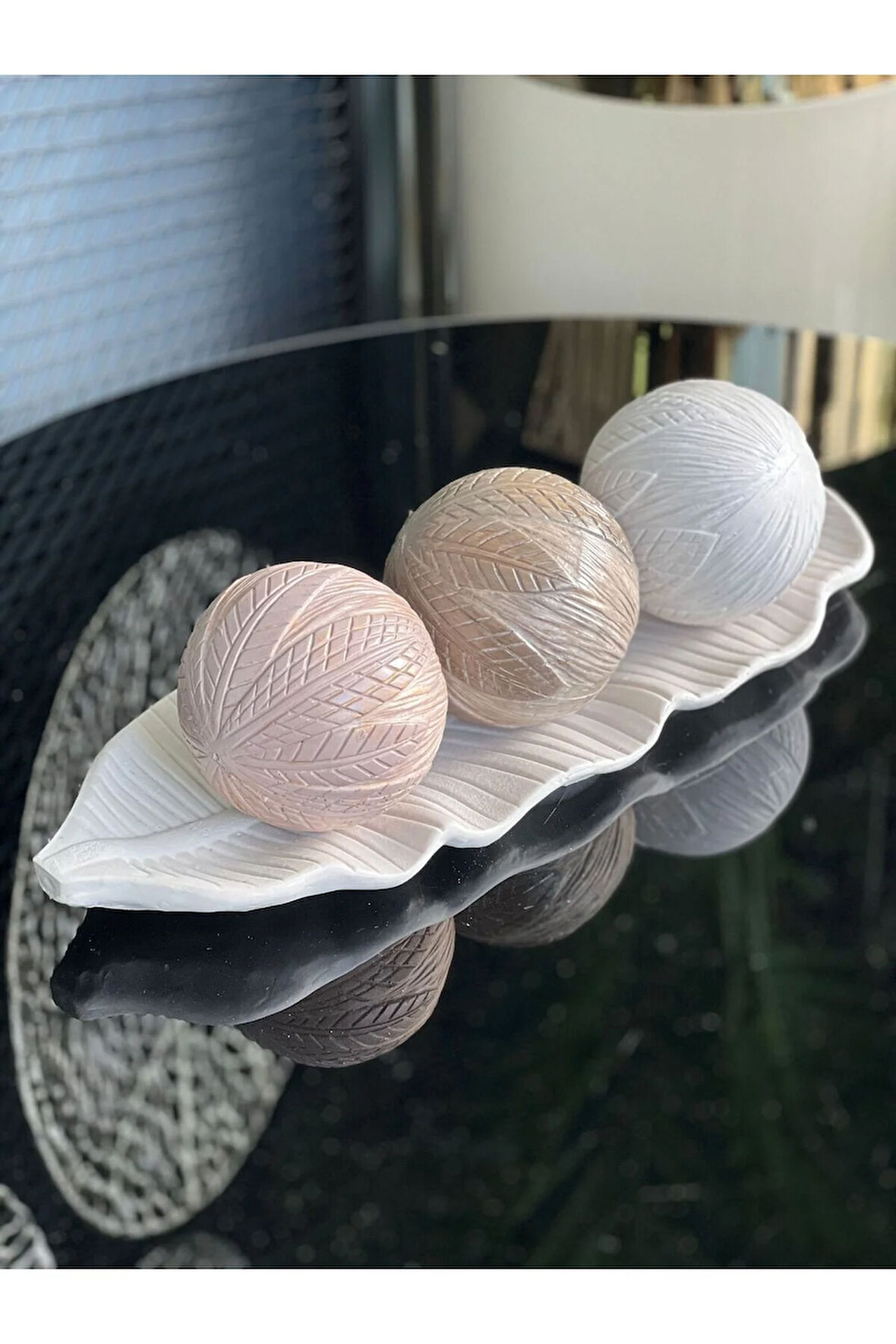 3 Top Yaprak Tepsi Dekor Set No:19