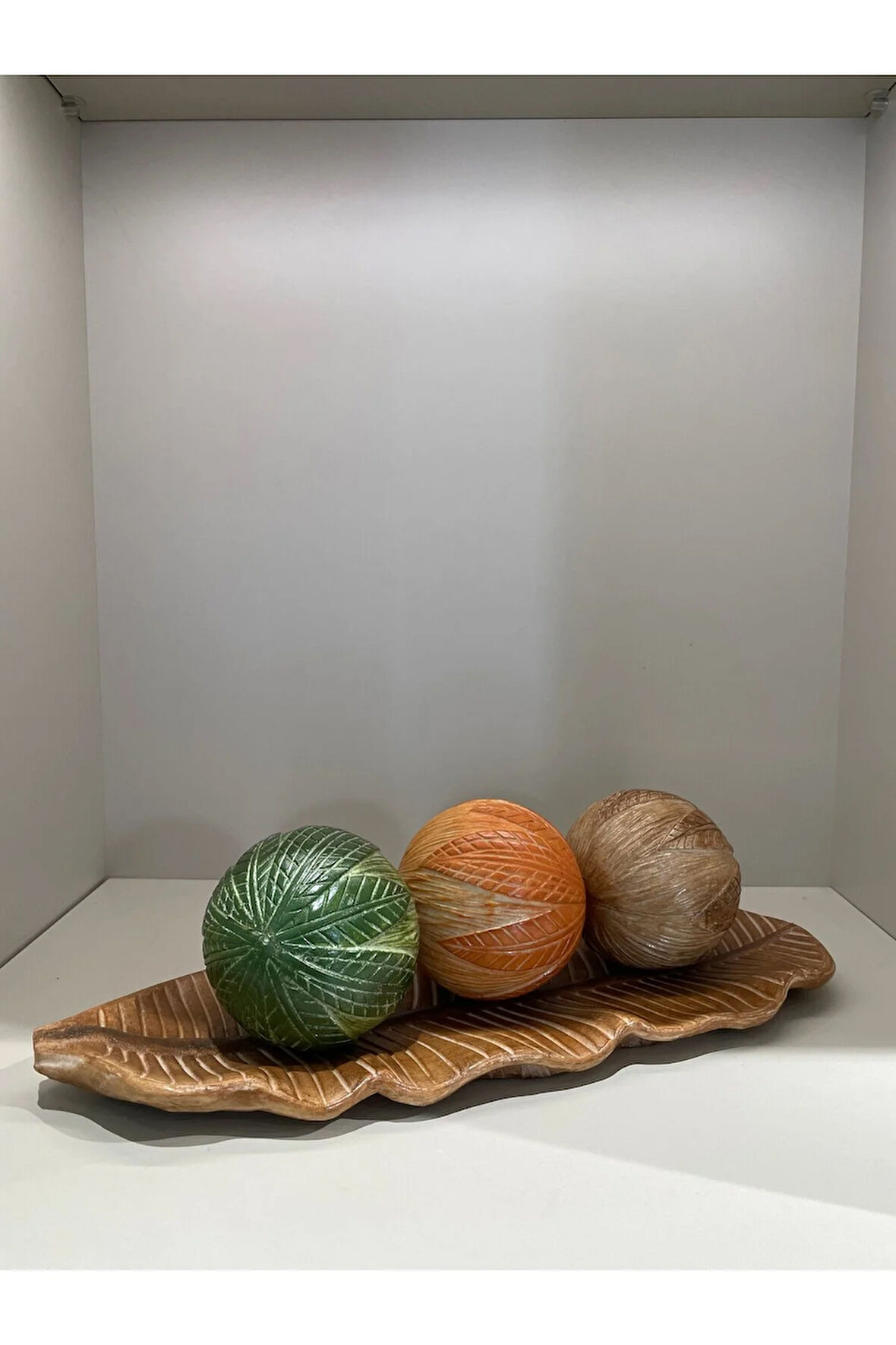 3 Top Yaprak Tepsi Dekor Set No:1