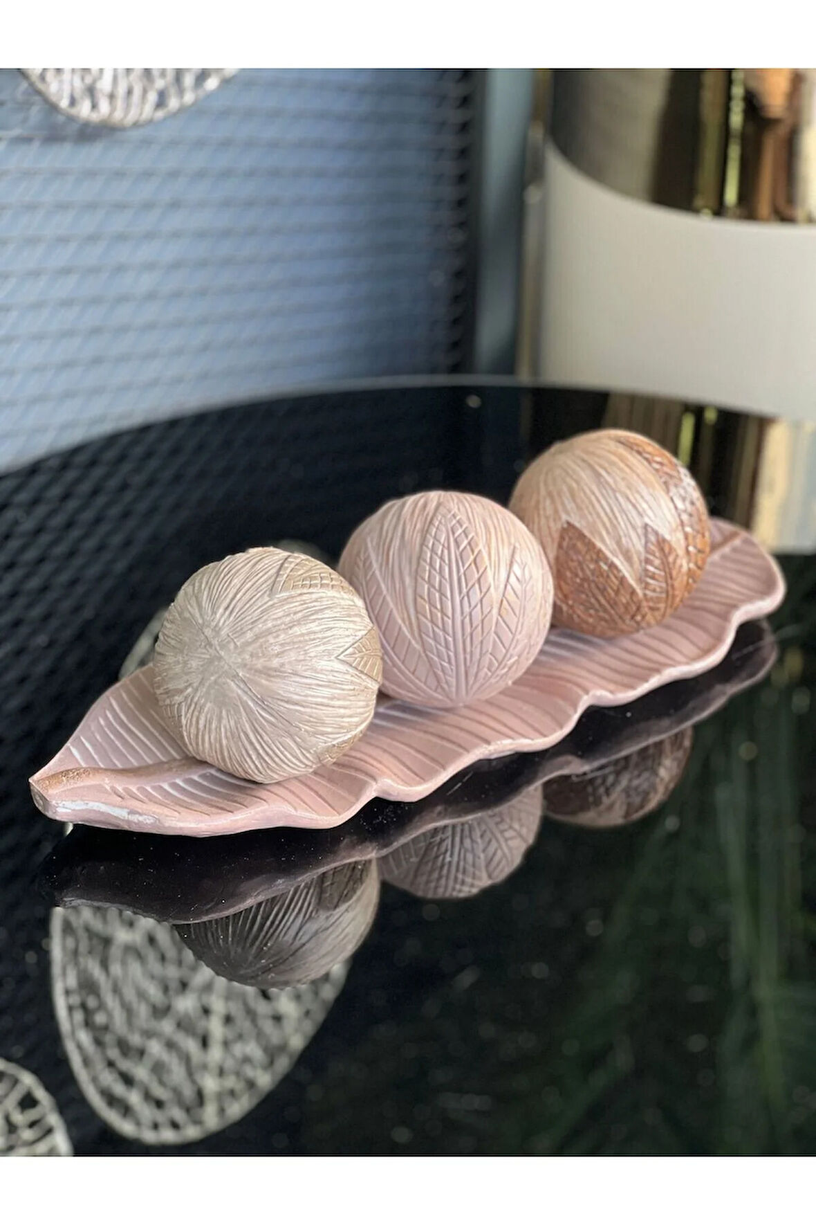 3 Top Yaprak Tepsi Dekor Set No:27