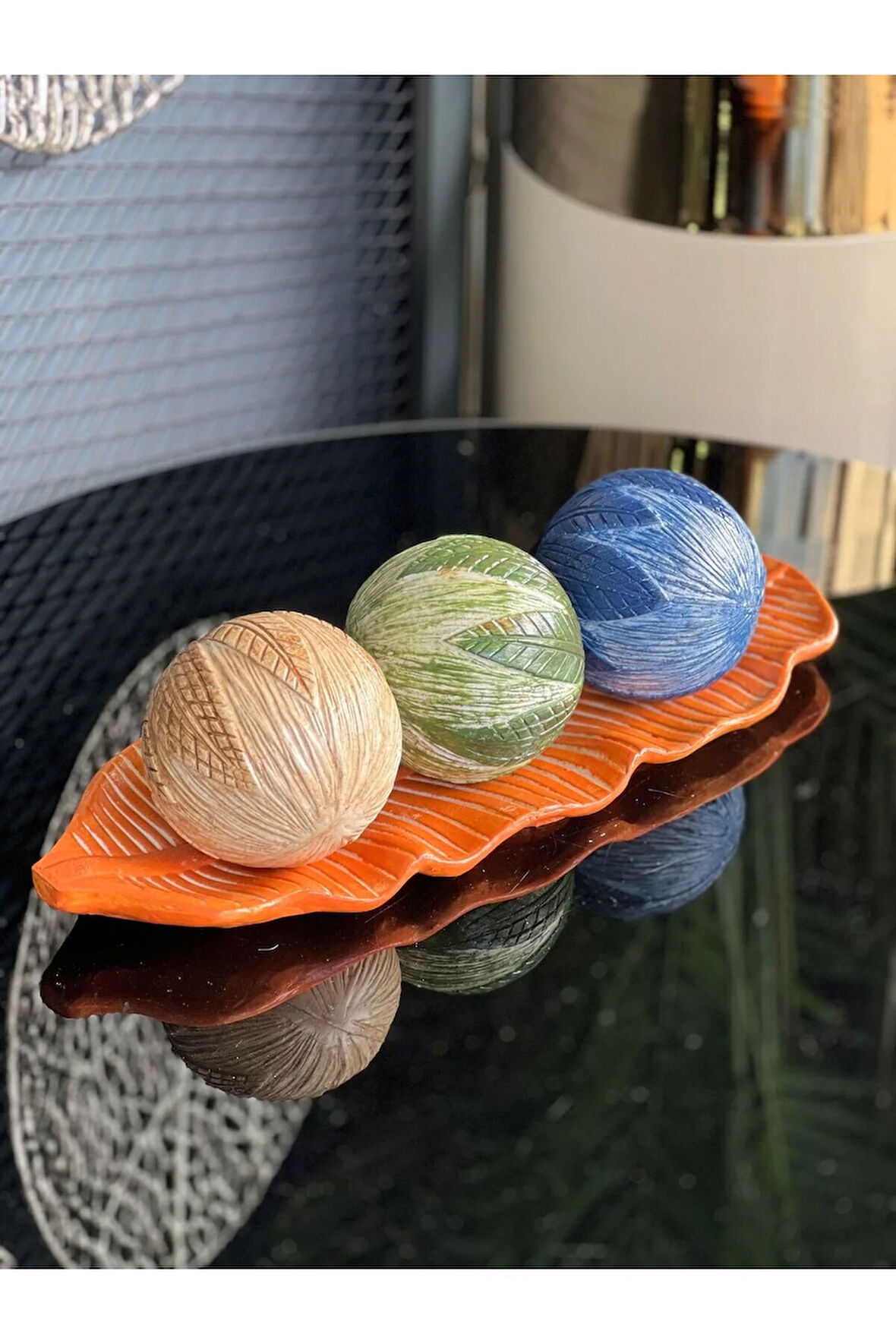 3 Top Yaprak Tepsi Dekor Set No:10