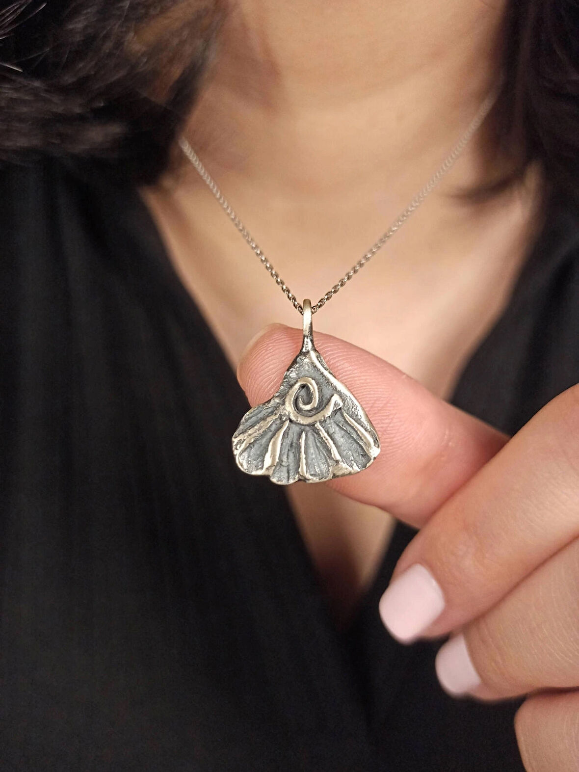 Spiral Güneş Kolye, Güneş Işığı Gümüş Kolye, El Yapımı Vintage Yaprak Uçlu Kolye, Anneler Günü Hediyesi