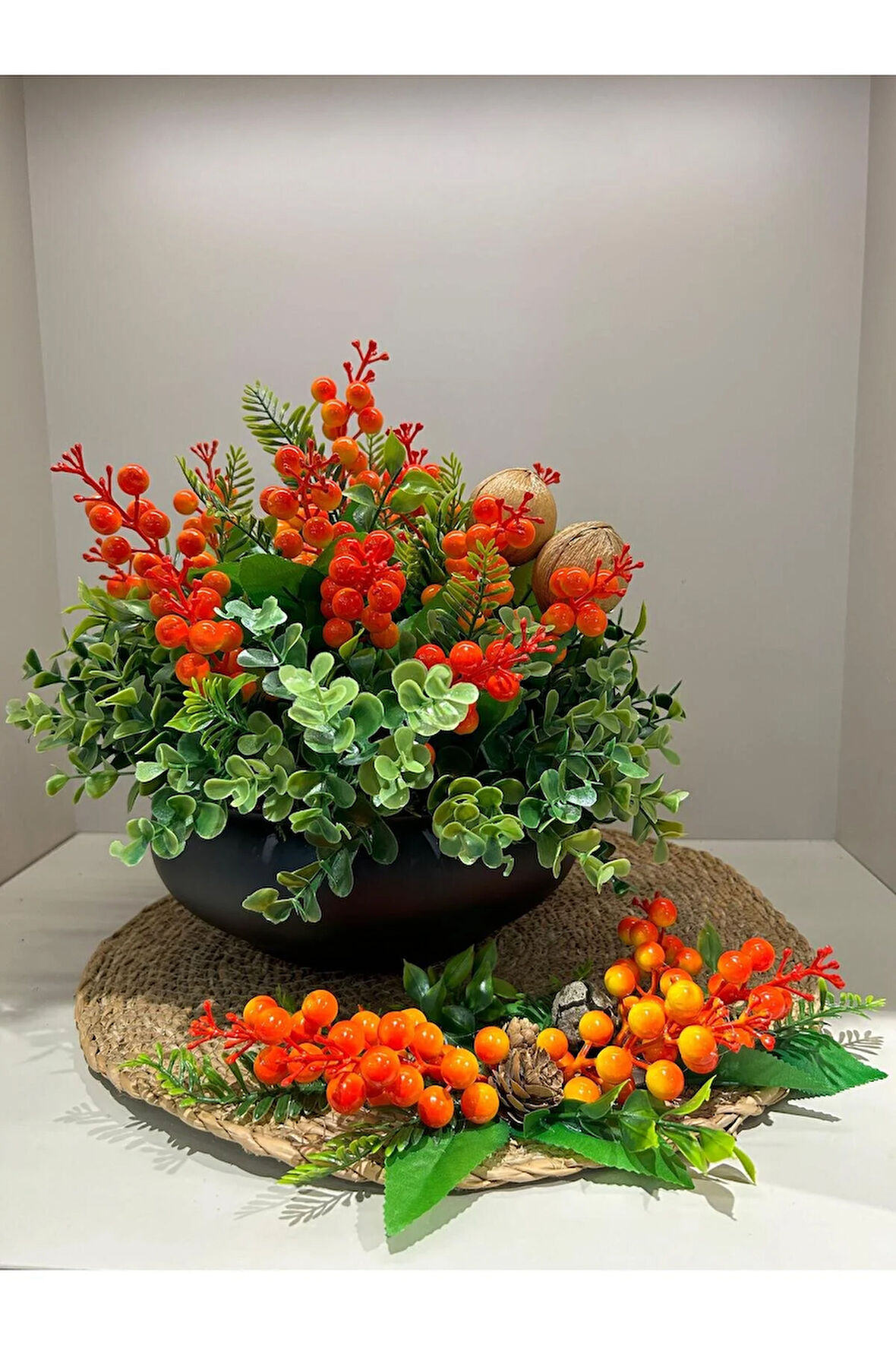 Kokinalı Yassı Vazo Supla Hediyeli/Turuncu