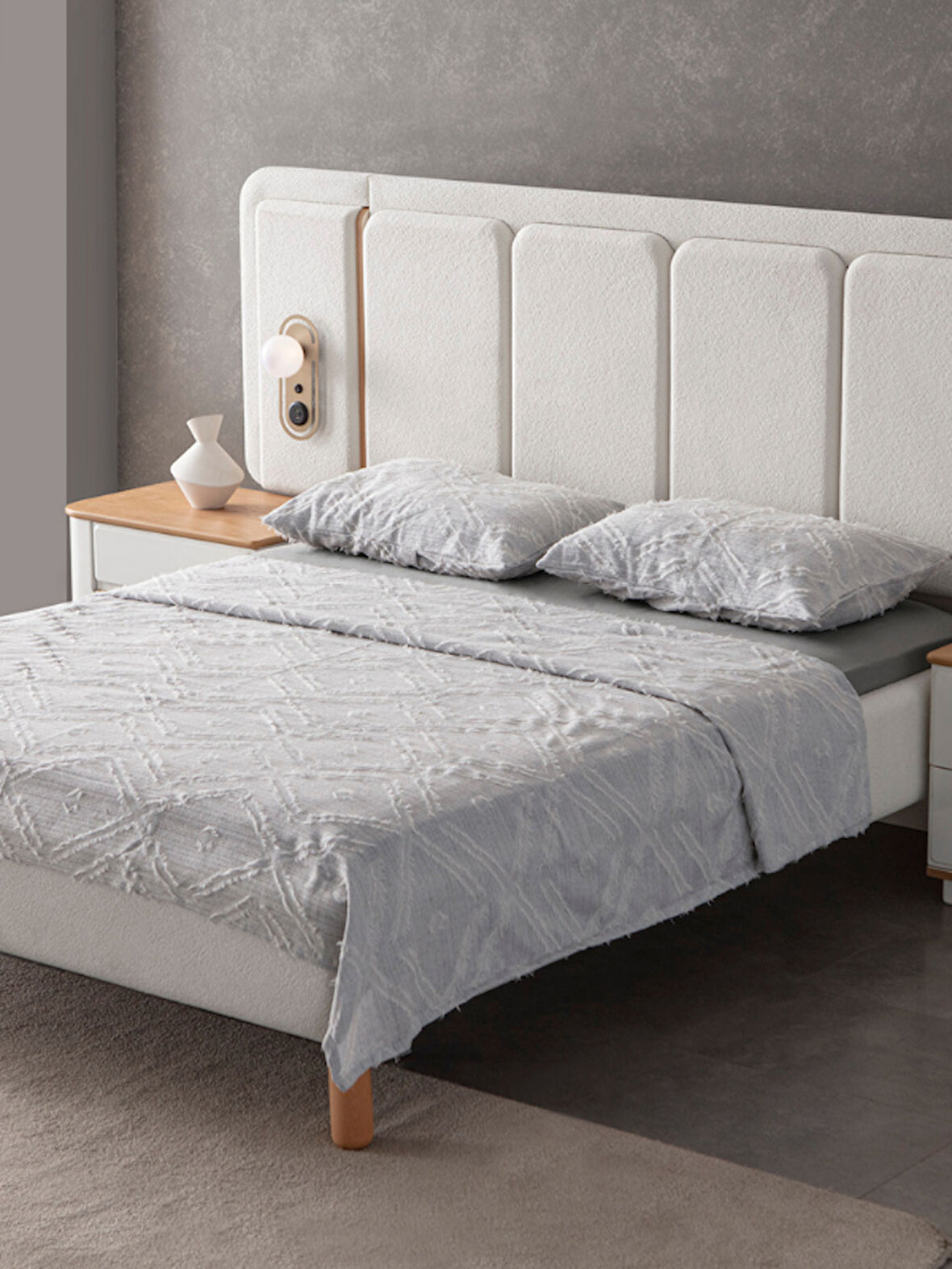 Anna Delux Çift Kişilik Çok Amaçlı Yatak Örtüsü Seti Gri Pamuk Nevresim Takımı Günlük 220x240