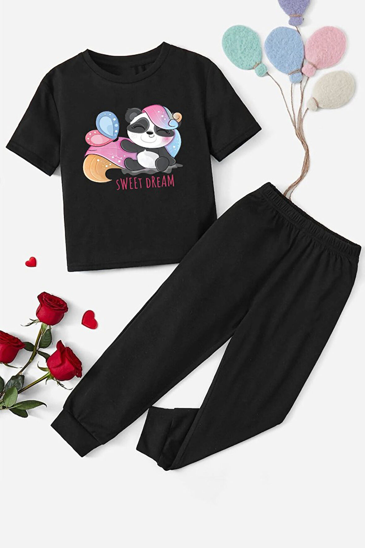 Uyguntarz Çocuk Sweet Dream Panda Alt - Üst Eşofman Takımı