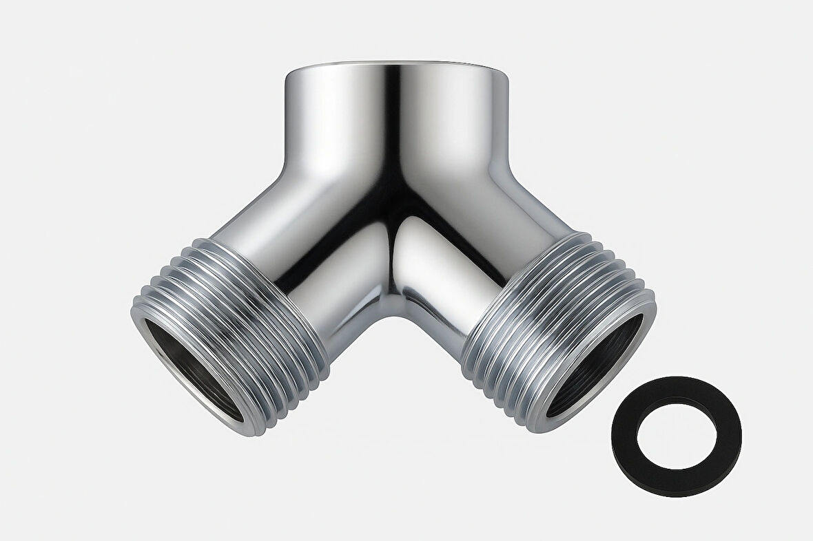 Çamaşır Makinesi Musluğu İçin Y Çatal Bağlantı Aparatı + Conta | 3/4” Girişli Su Dağıtıcı