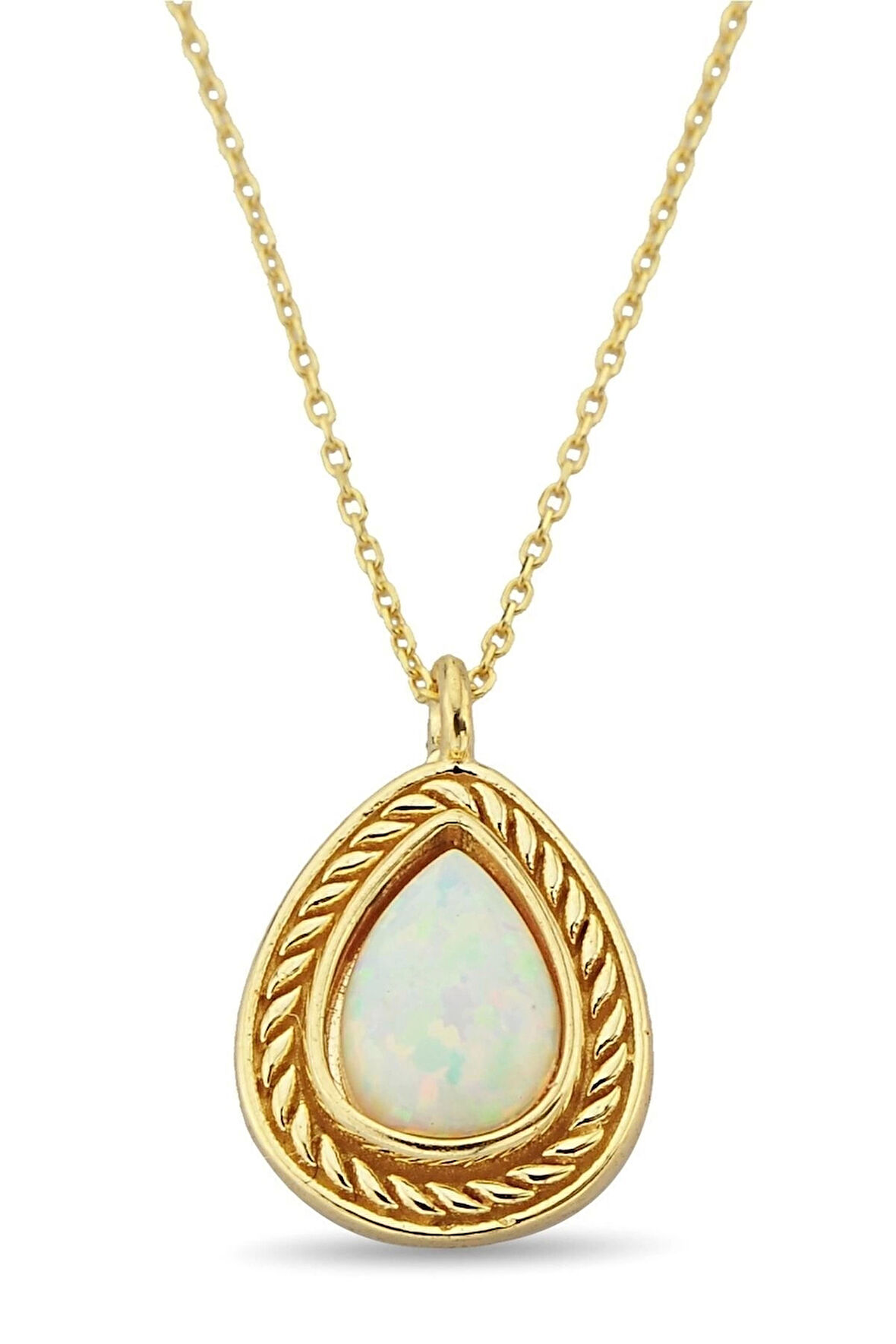 Opal Taşlı Damla Kolye
