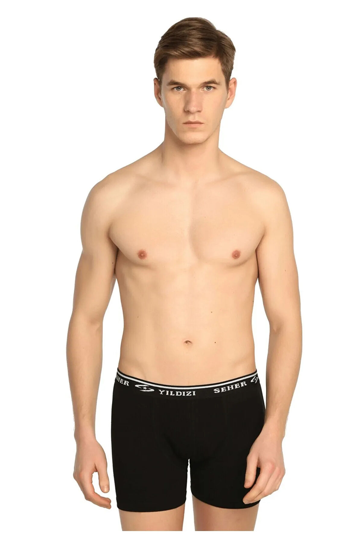 Yıldızı erkek Siyah Likralı Boxer 0060