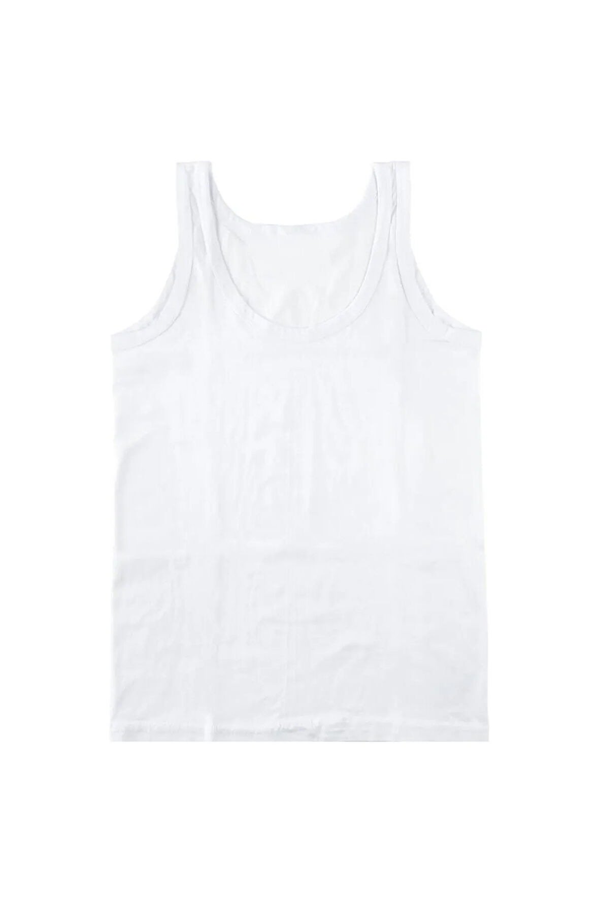 Erkek Çocuk Beyaz Pamuk Penye Atlet 12'li