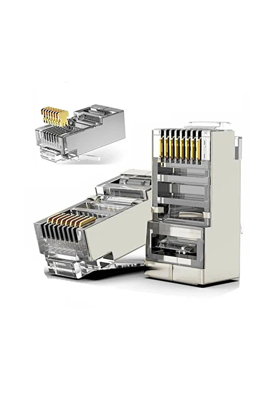 40 Adet Yeni Nesil Metal 3 Micron Gold Plated Cat5/Cat6 RJ45 Konnektörü 8P8C Ethernet Kablo Ucu Jack