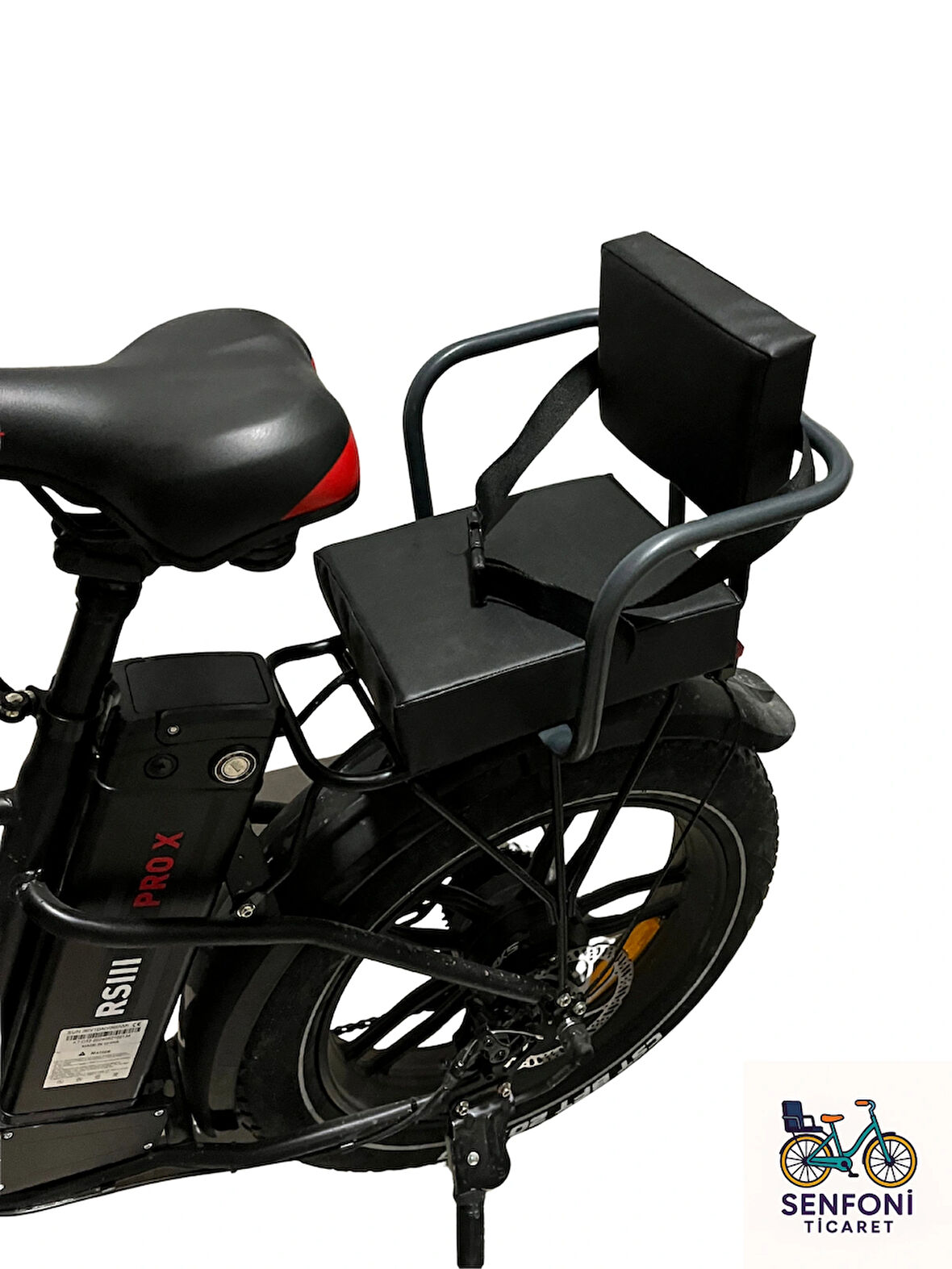 Elektrikli Bisiklet Yan Korumalı Çocuk Koltuğu, Emniyet Kemerli Deri Arka Bisiklet Koltuğu, Sele