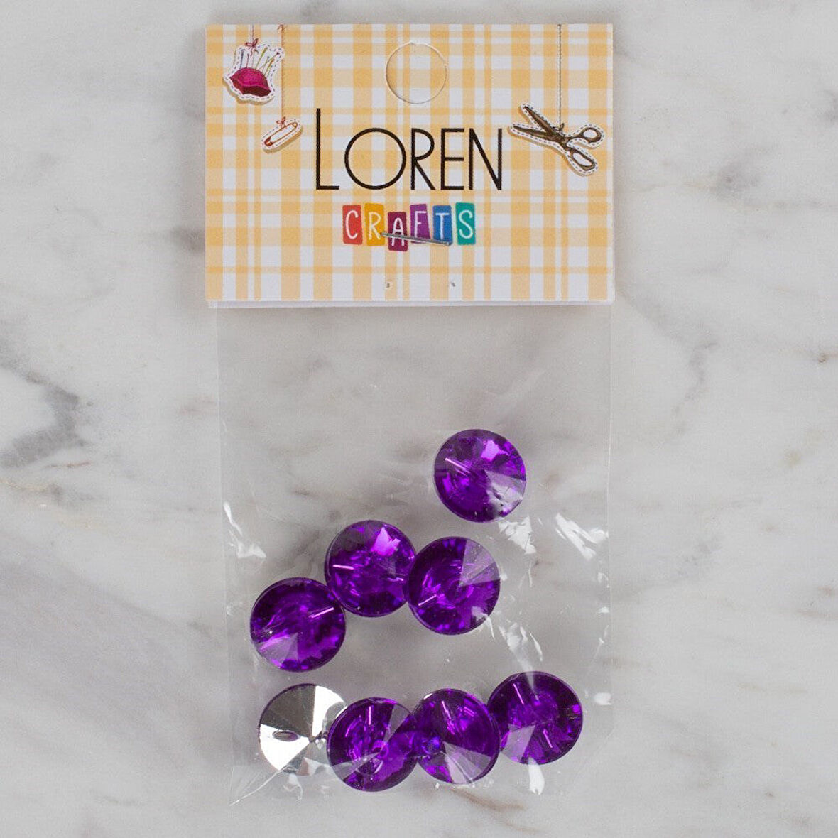 Loren Crafts Mor 8 Li Düğme - 200