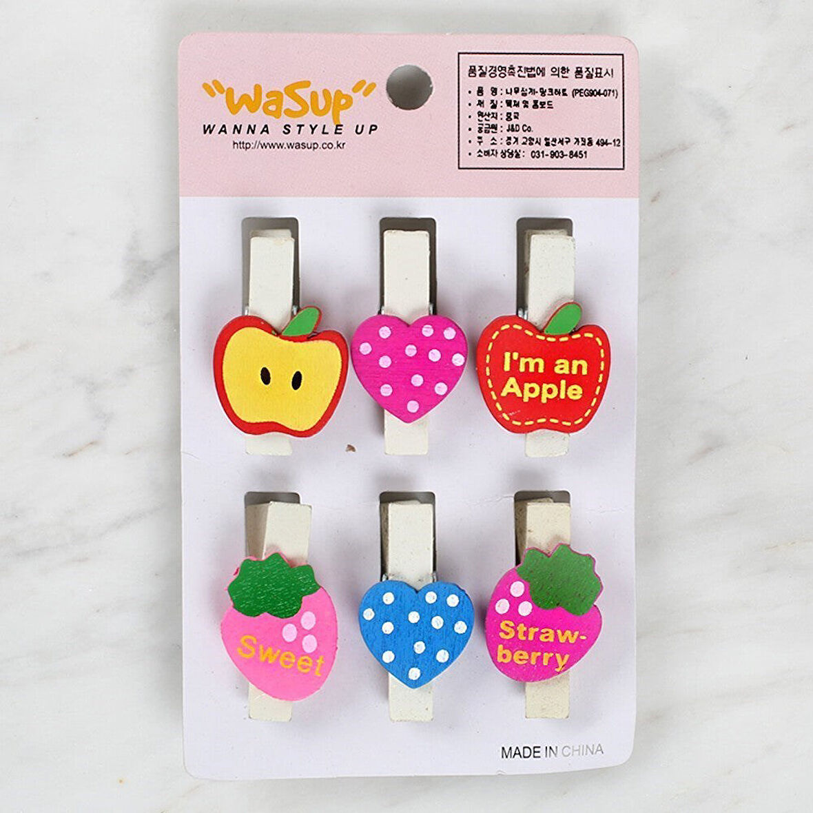 Loren Dekoratif Kalp Ve Meyve Desenli Mandal 6'Lı