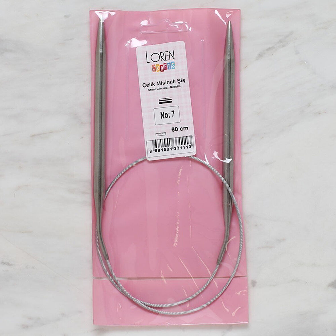 Loren Crafts 7 Mm Çelik Misinalı Şiş 60 Cm