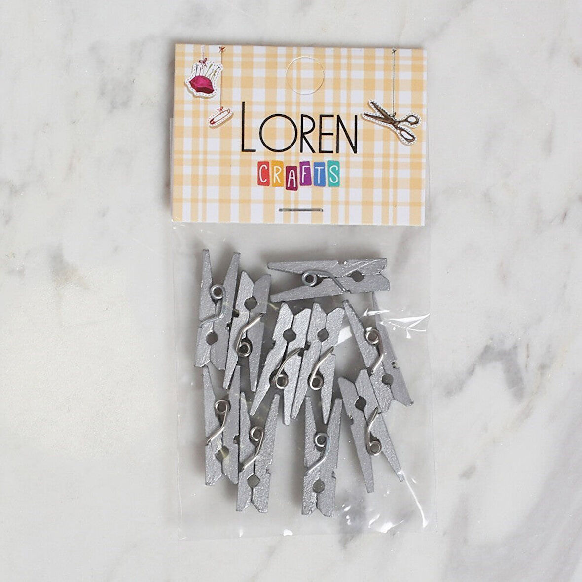 Loren Crafts 10 Lu Gümüş Renk Mi̇ni̇ Mandal