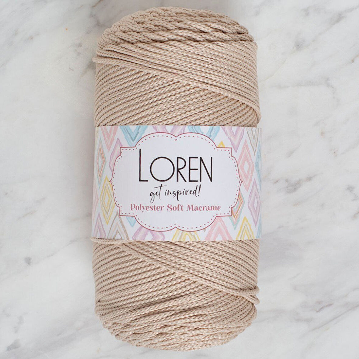 Loren Polyester Macrame Taş Rengi El Örgü İpi - Lm005 - 34428