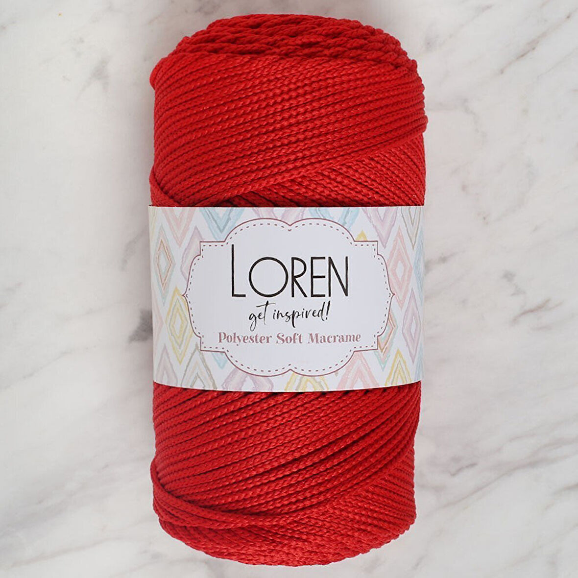 Loren Polyester Macrame Kırmızı El Örgü İpi - Lm019 - 34432