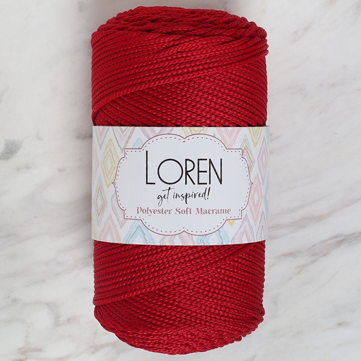 Loren Polyester Macrame Koyu Kırmızı El Örgü İpi - Lm020 - 34433