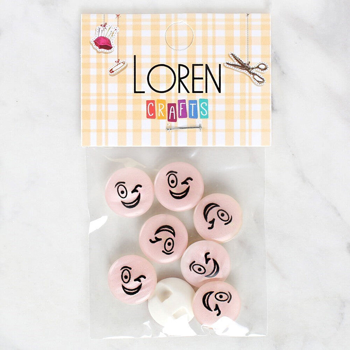 Loren Crafts 8'Li Gülen Yüz Düğme - 1024