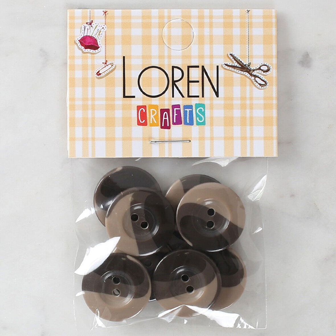 Loren Crafts 8'Li Düğme Kahverengi - 1139