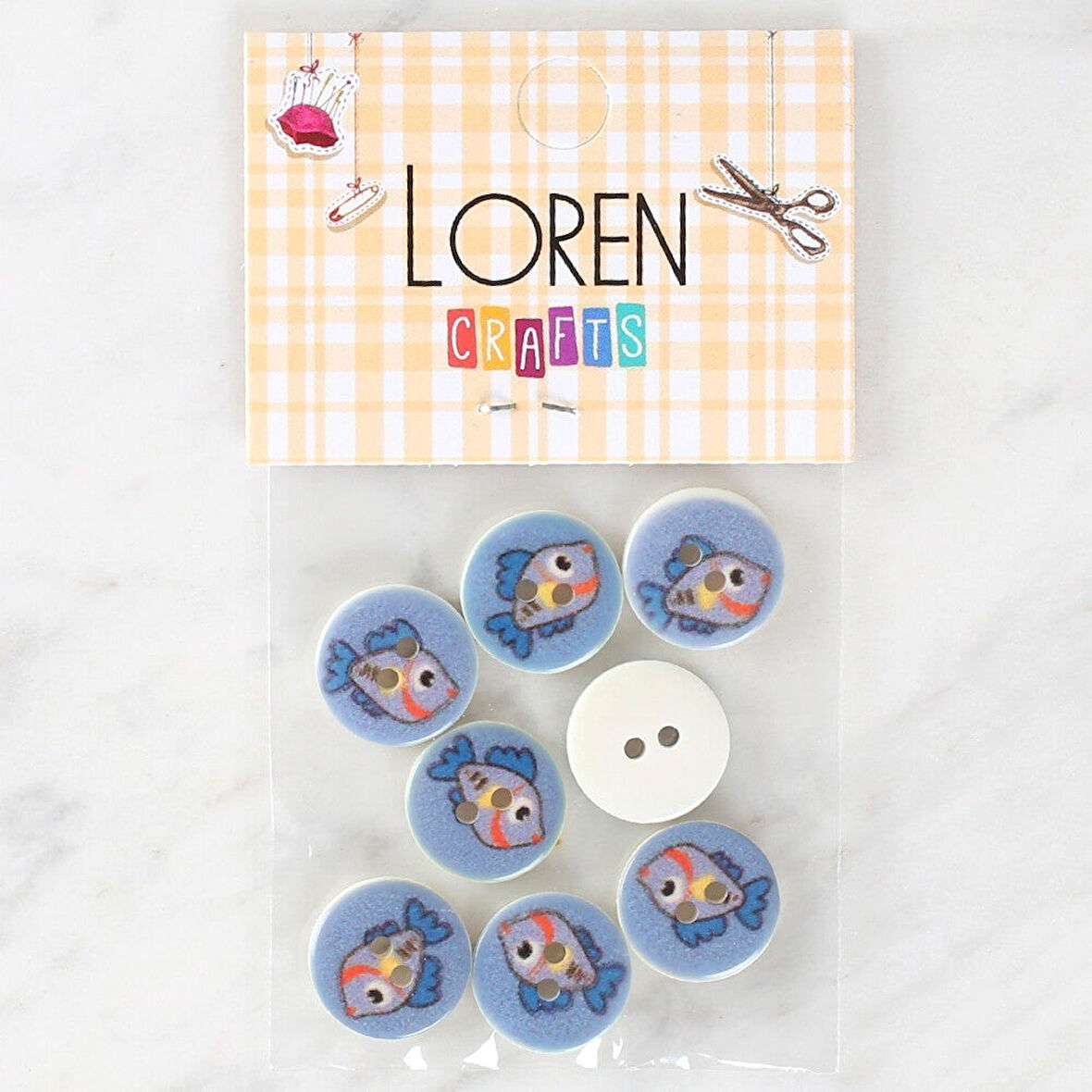 Loren Crafts 8'Li Balık Düğme - 1158