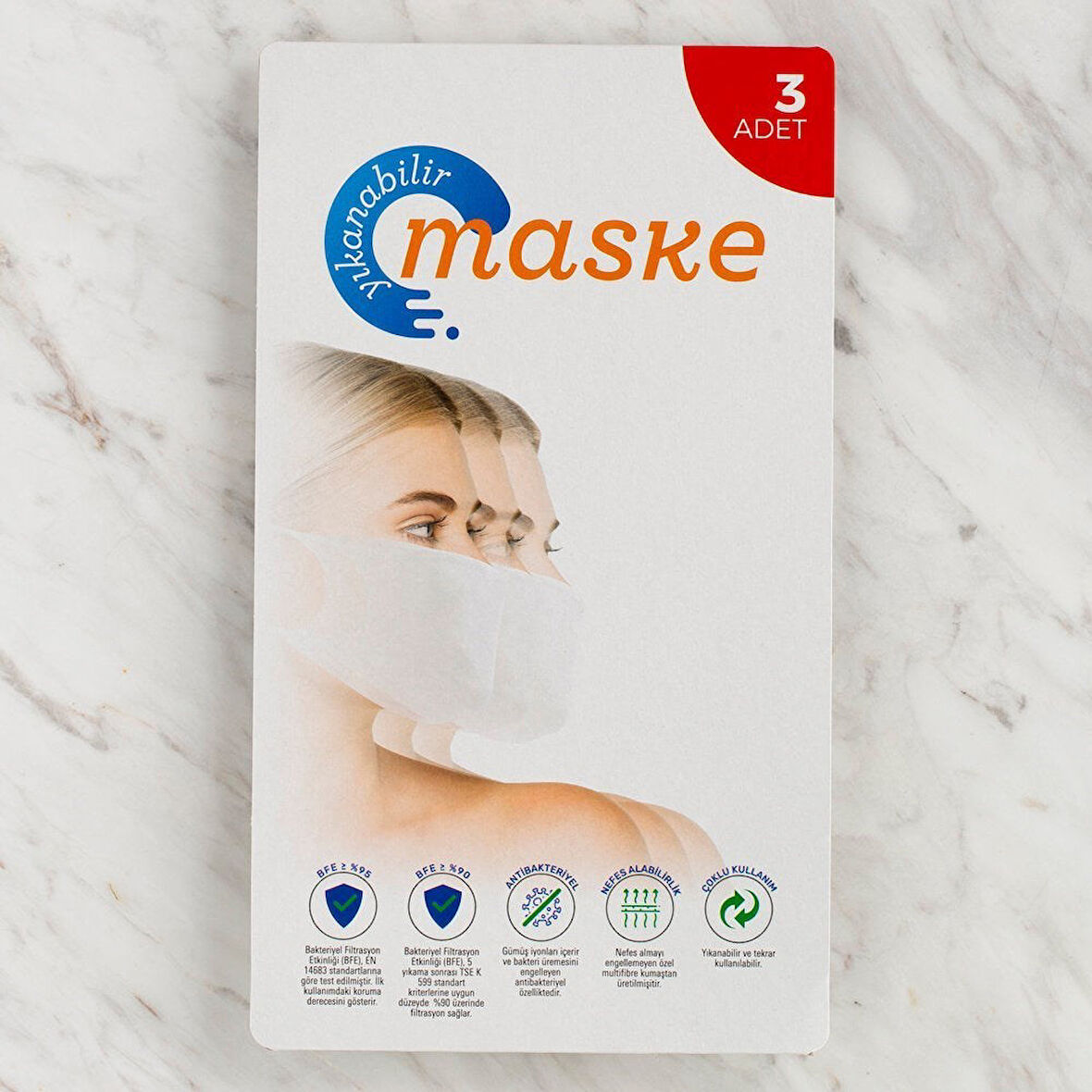 Loren 3 Lü Paket Yıkanabilir Maske