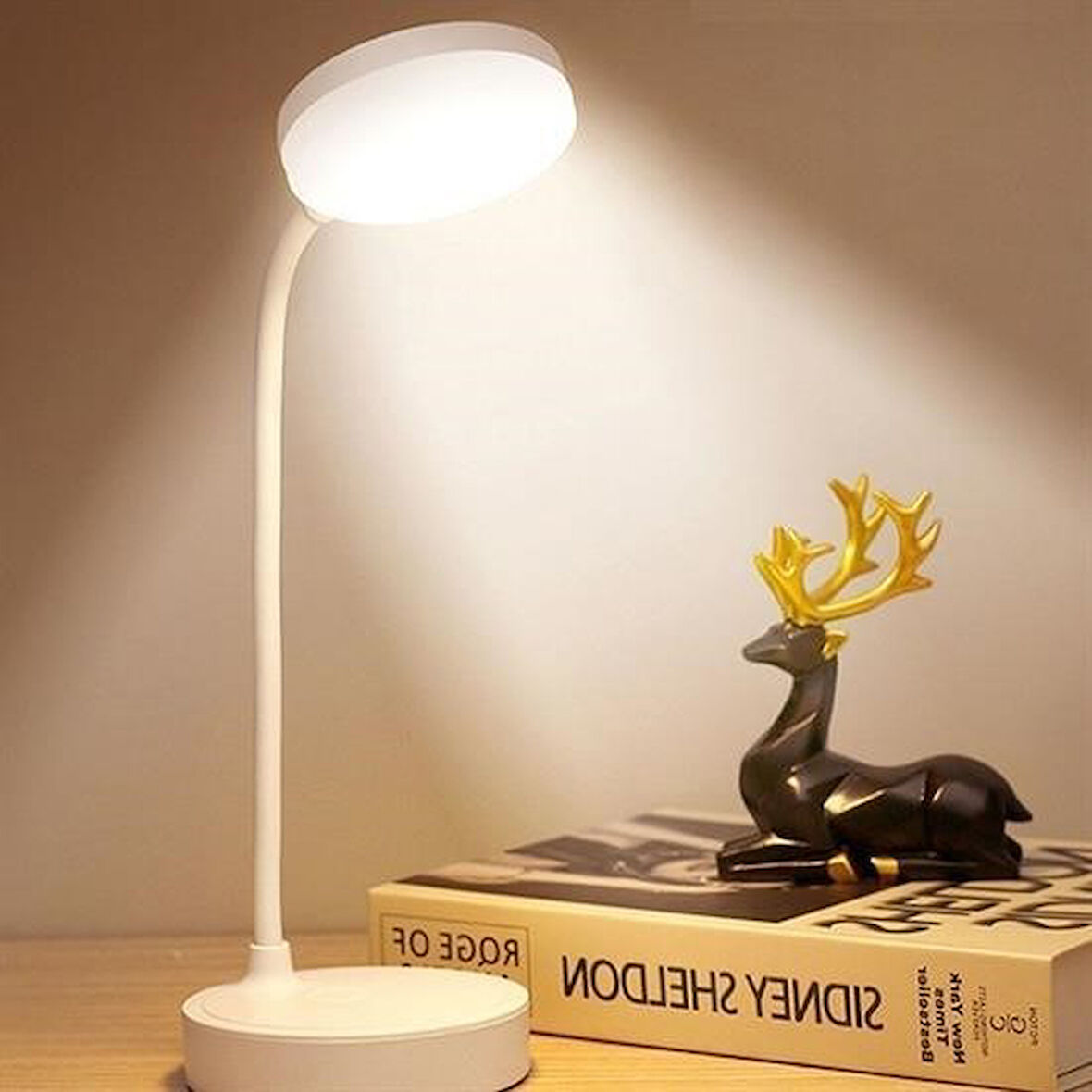 Buffer® Yuvarlak Usbli Dokunmatik 3 Kademeli 360 Derece Özel Göz Korumalı Led Lityum Masa Lambası