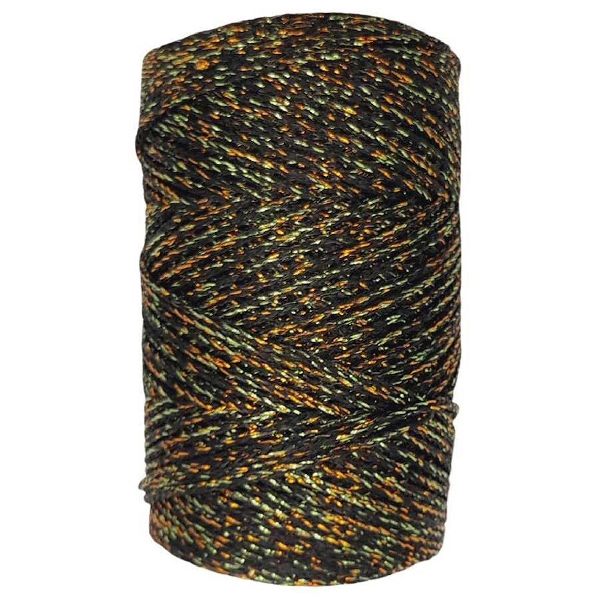 Makrome İpi 3Mm Polyester Siyah Altın Simli