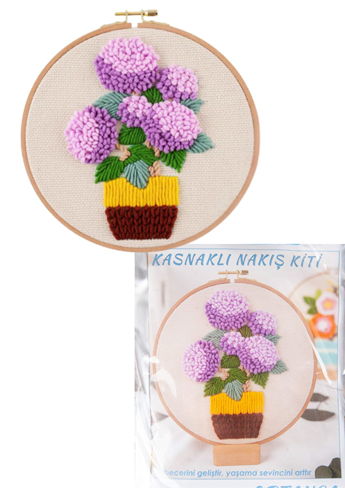 Nakış Kitleri Kasnaklı 13.5 X 18.8 Cm Ortanca