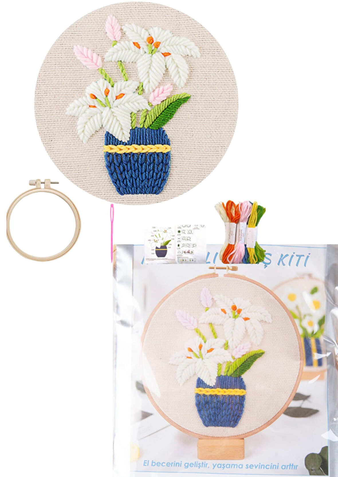 Nakış Kitleri Kasnaklı 13.5 X 18.8 Cm Zambak