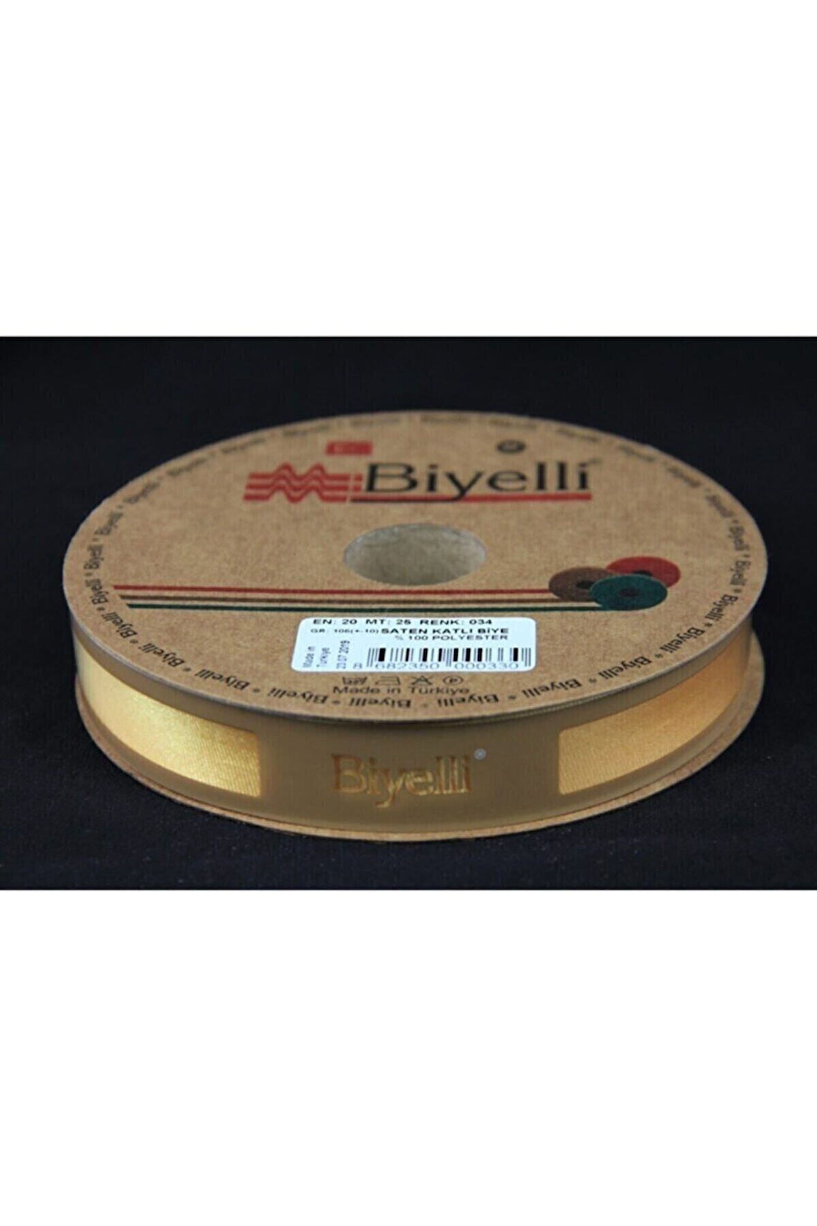 Biye Saten Katlı 034 Sarı 2 Cm 25 Metre %100 Polyester