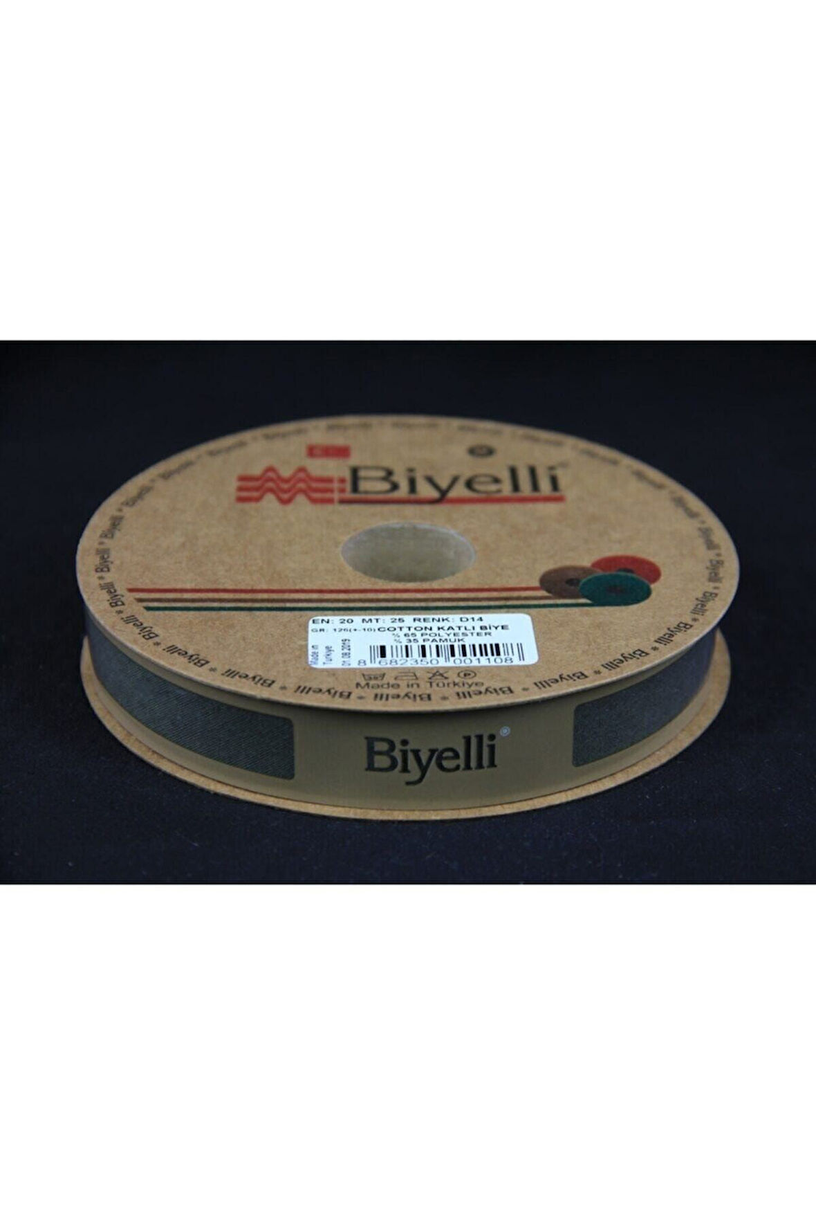 Biye Katlı D14 Asker Yeşili 2 Cm 25 Metre %65 %35 Polyester