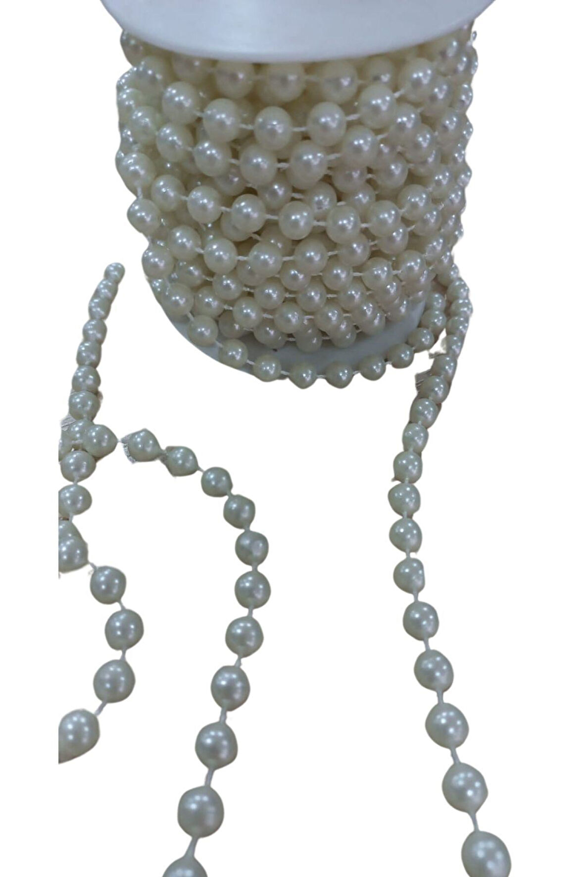 Sıralı Yuvarlak İnci En 1 Cm Krem 5 Metre