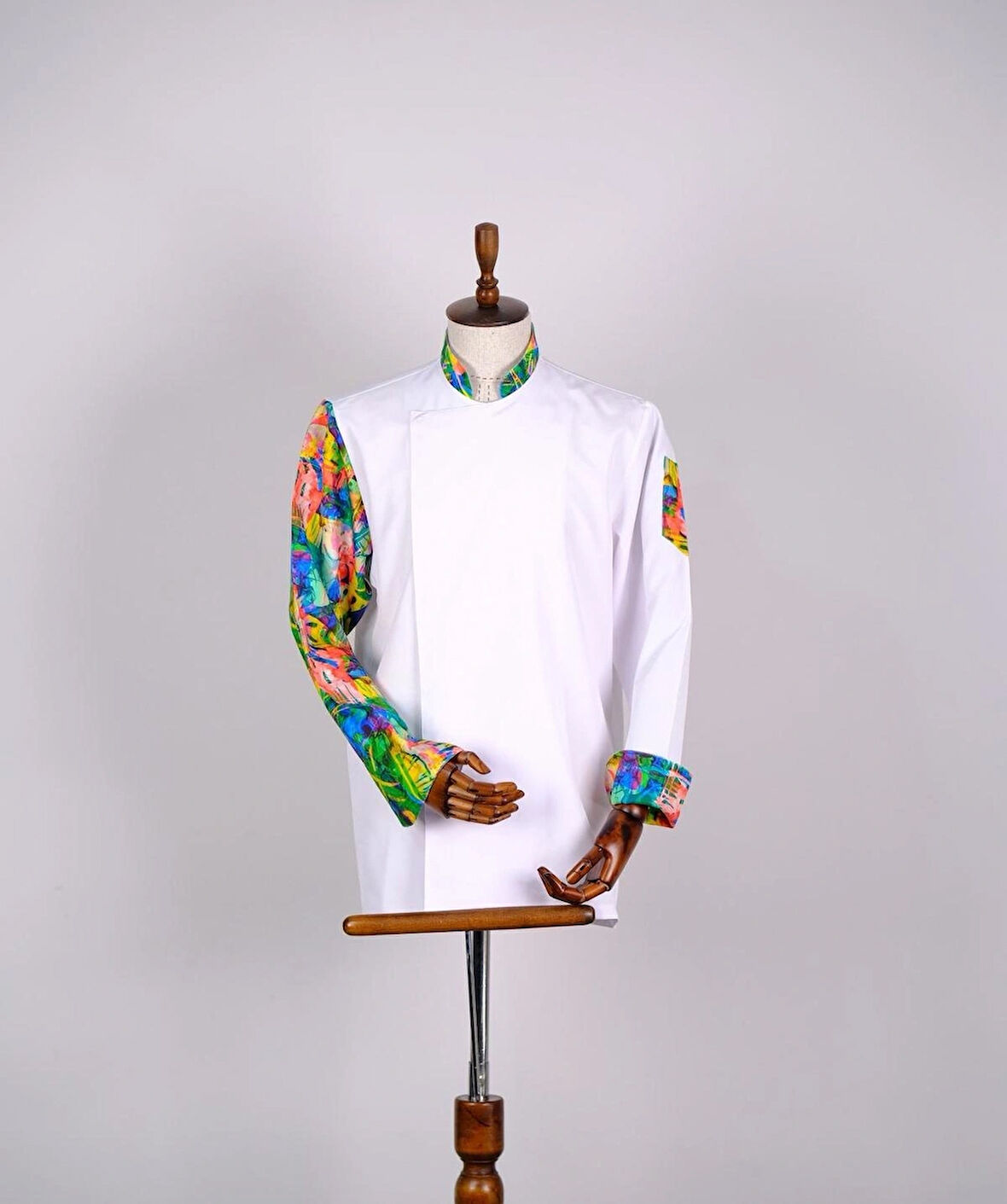 Aşçı Ceketi ithal Kumaş Desenli Unisex Çıtçıtlı Uzun Kollu Chef Aşçı Mutfak Ceketi