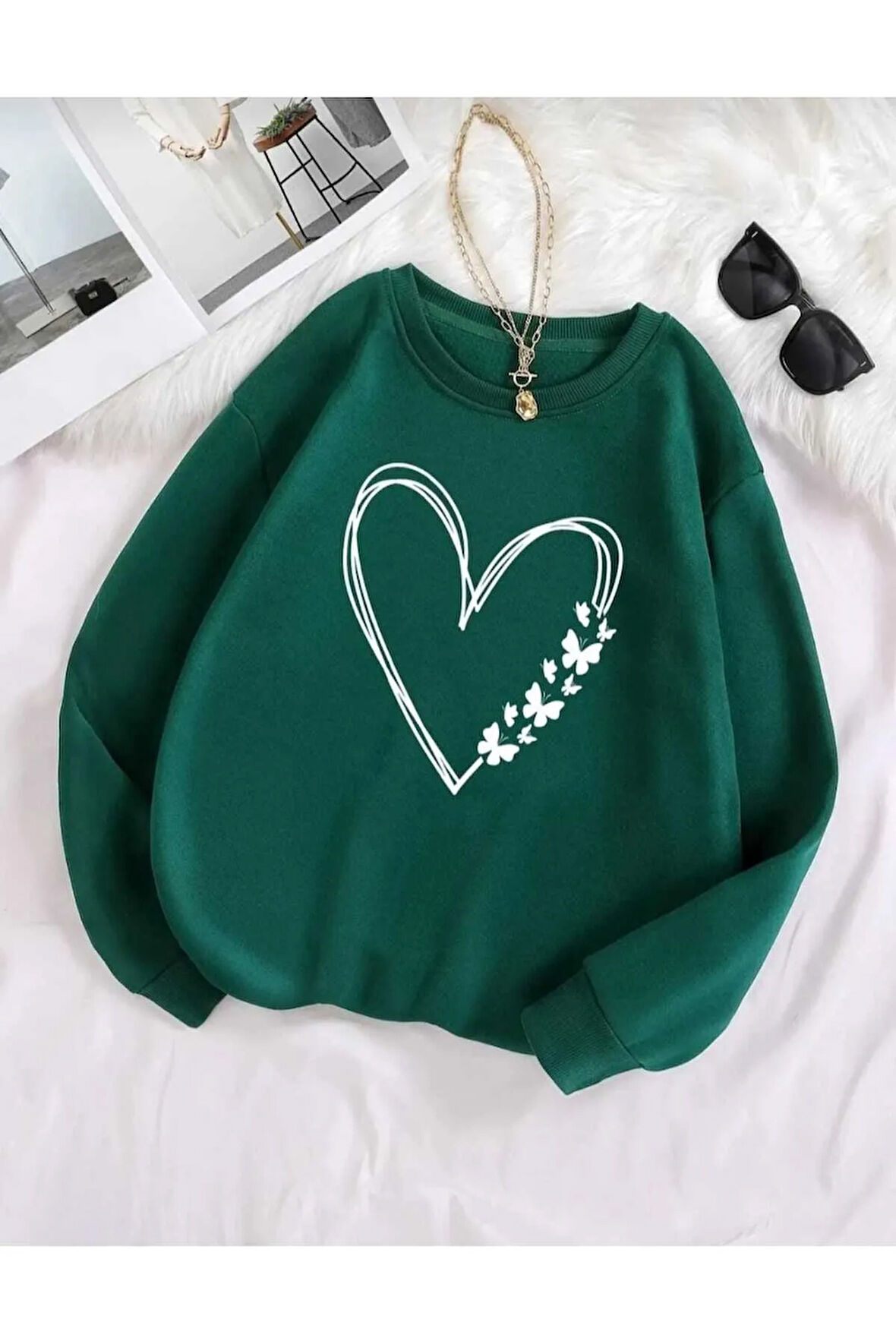 Malkoçbey oyaka baskılı kalp baskılı  sweatşhirt