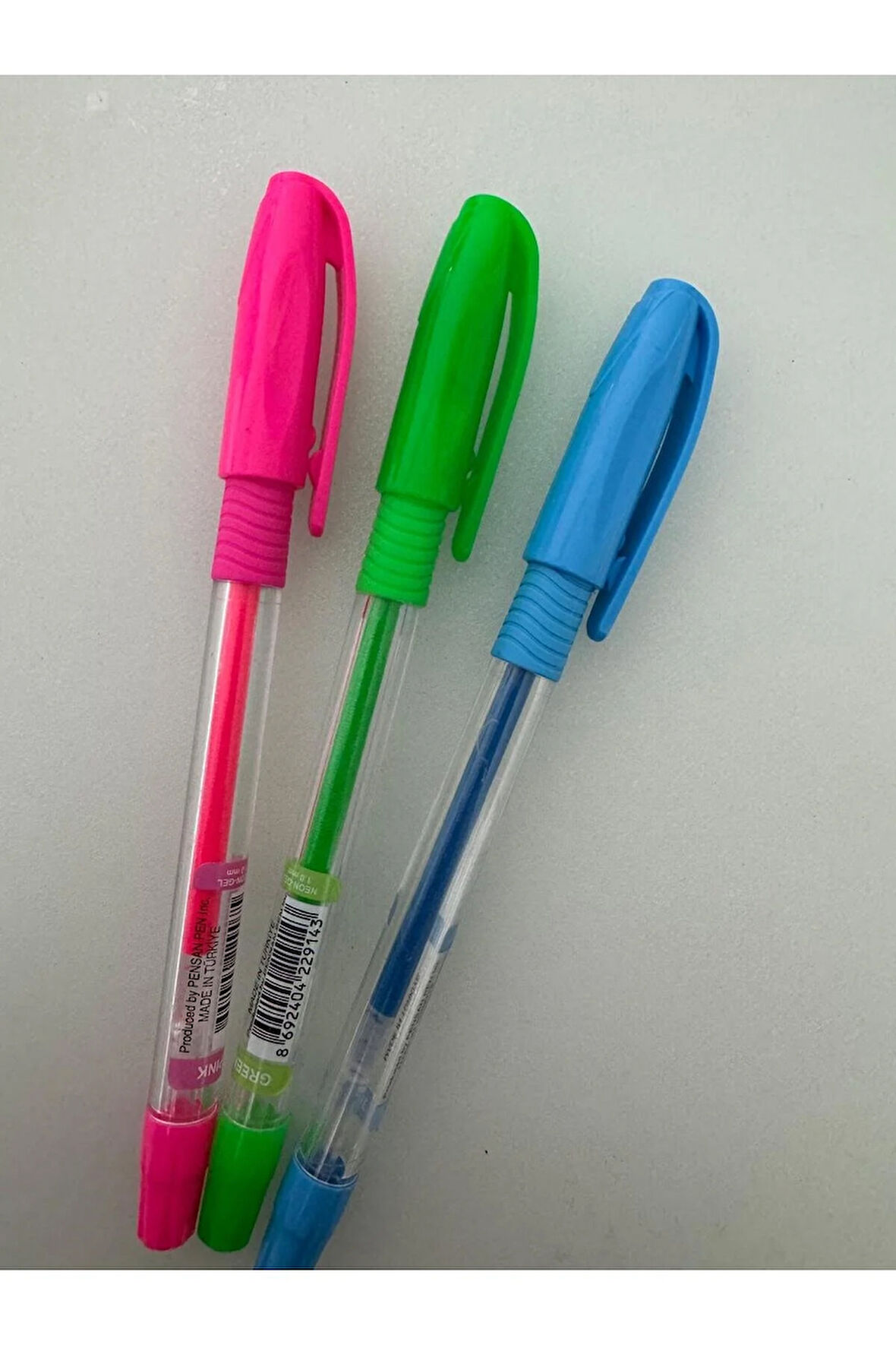 Tükenmez Kalem Jel Pvc 1.0 MM Neon 3 Renk Pembe Yeşil Mavi