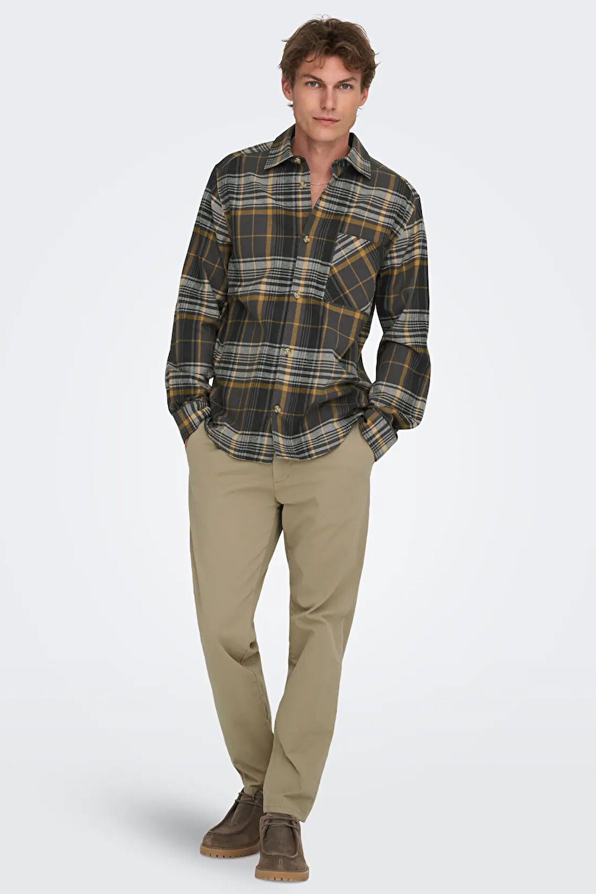 Only & Sons Erkek Regular Fit Lastikli Bel Bej Pantolon - 22029761