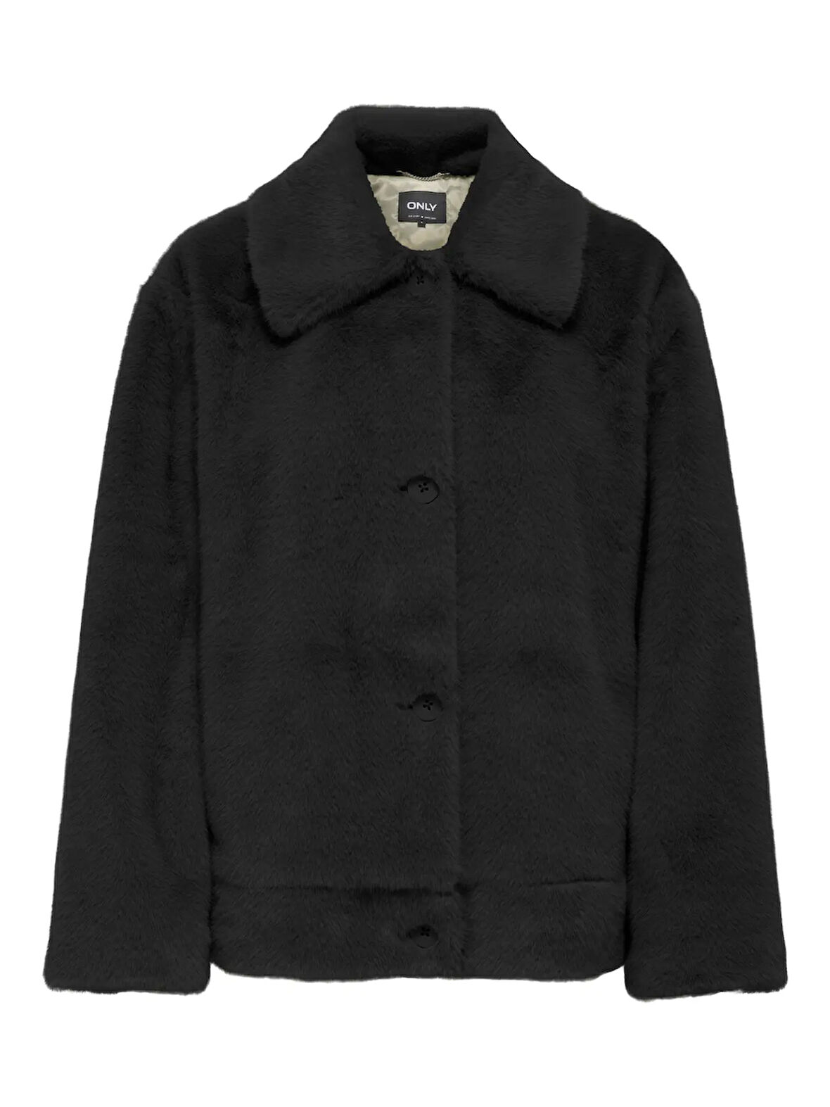 Only Kadın Suni Kürk Düğme Kapamalı Siyah Ceket - 15350360