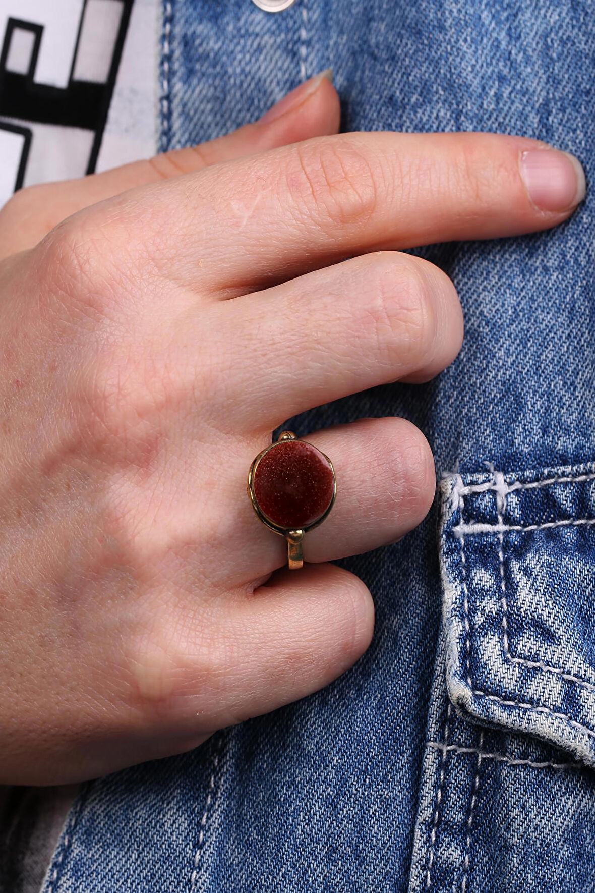 Doğal Taş Yıldız Doğal Taşlı Ayarlanabilir Yüzük