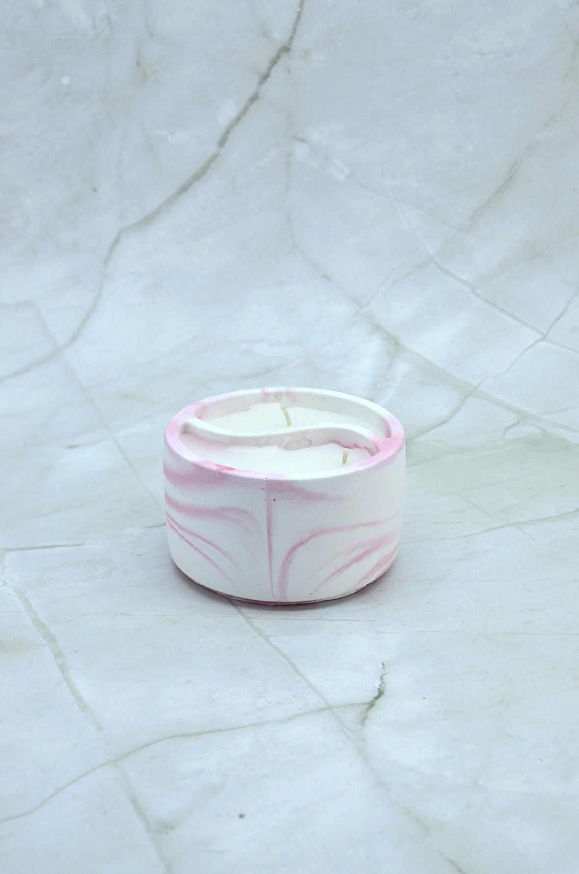 Yin Yang Mermer Desenli Dekoratif Beton Mum  –Palm Wax Vegan El Yapımı Mum